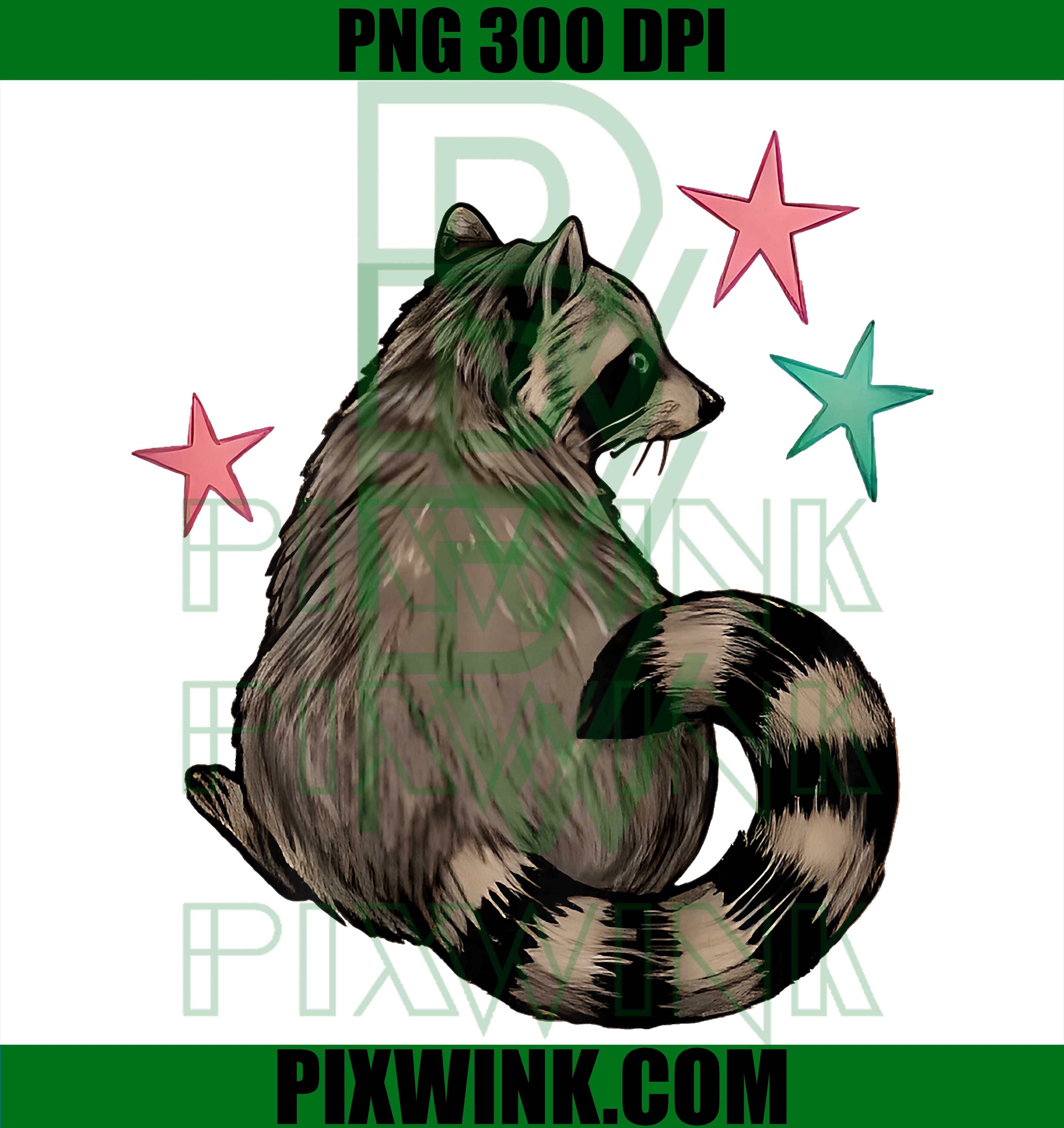 See Ya Soon Raccoon PNG, Funny Raccoon Star Quote 2-Sided Retro Design