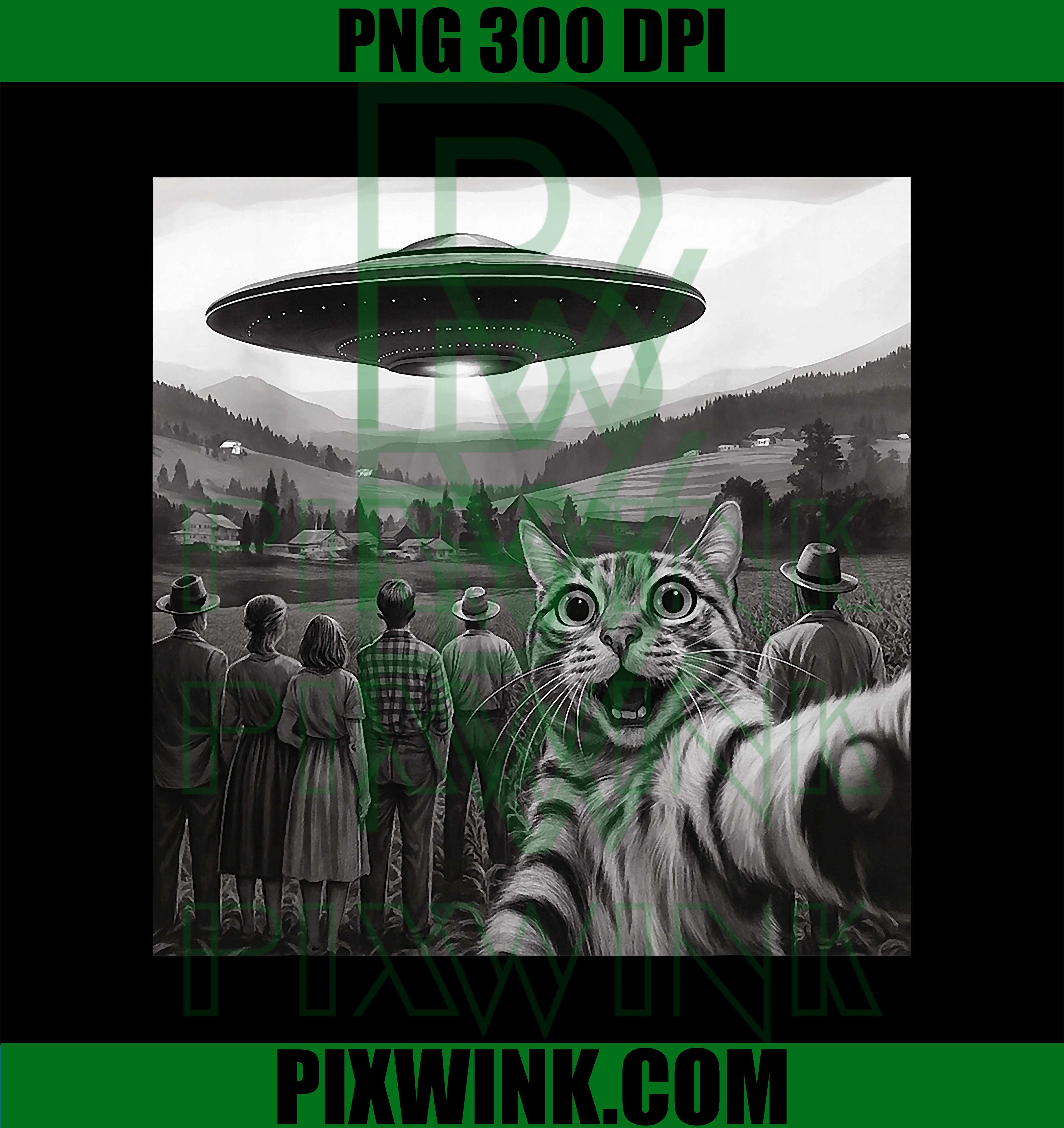 Cat Selfie People Watching an Alien, Funny Cat PNG