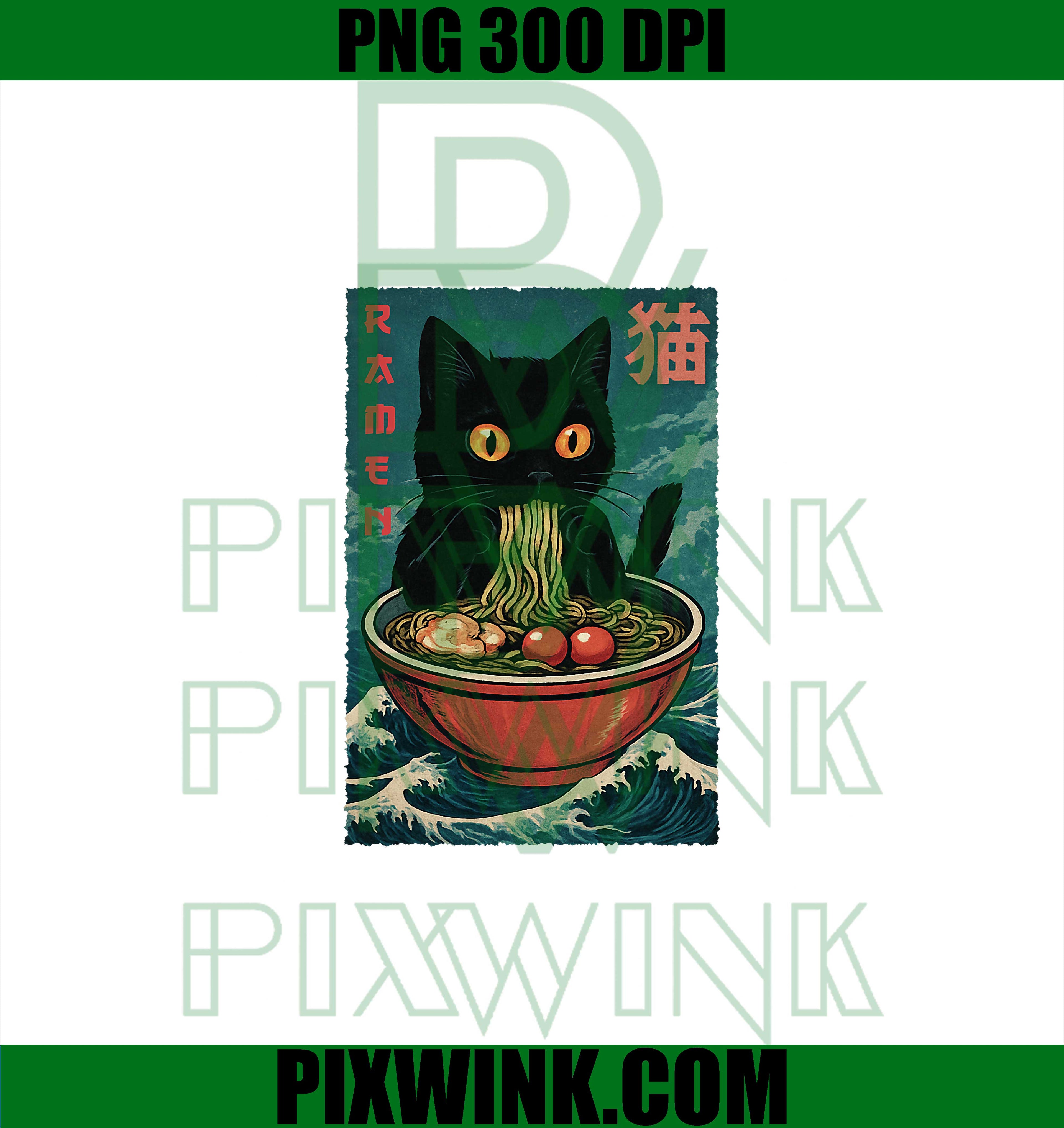 Cat Ramen Graphic Japanese PNG, Kawaii Anime Cat PNG