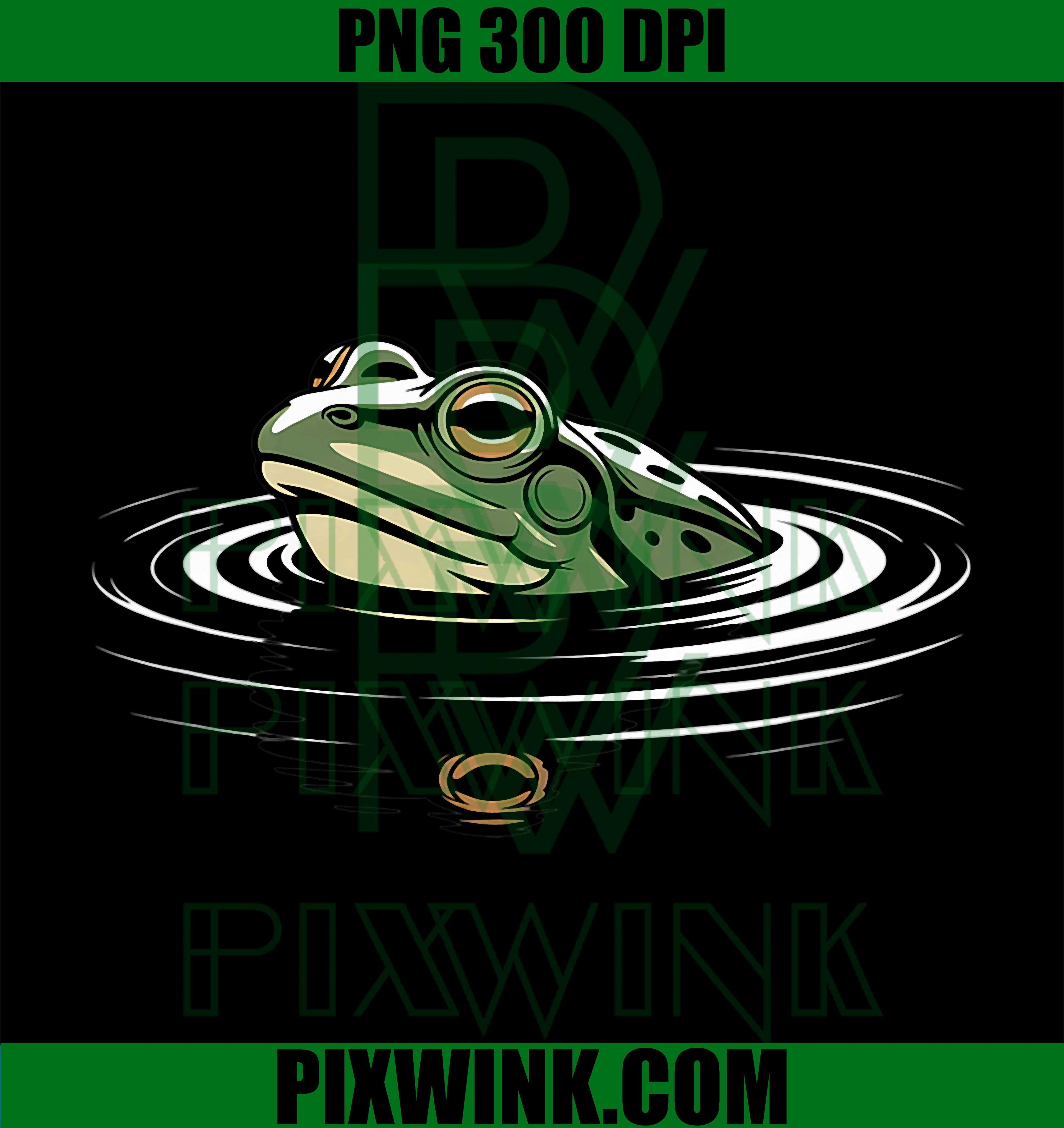 Bullfrog Floating Pond PNG, Calm Water Frog Nature PNG