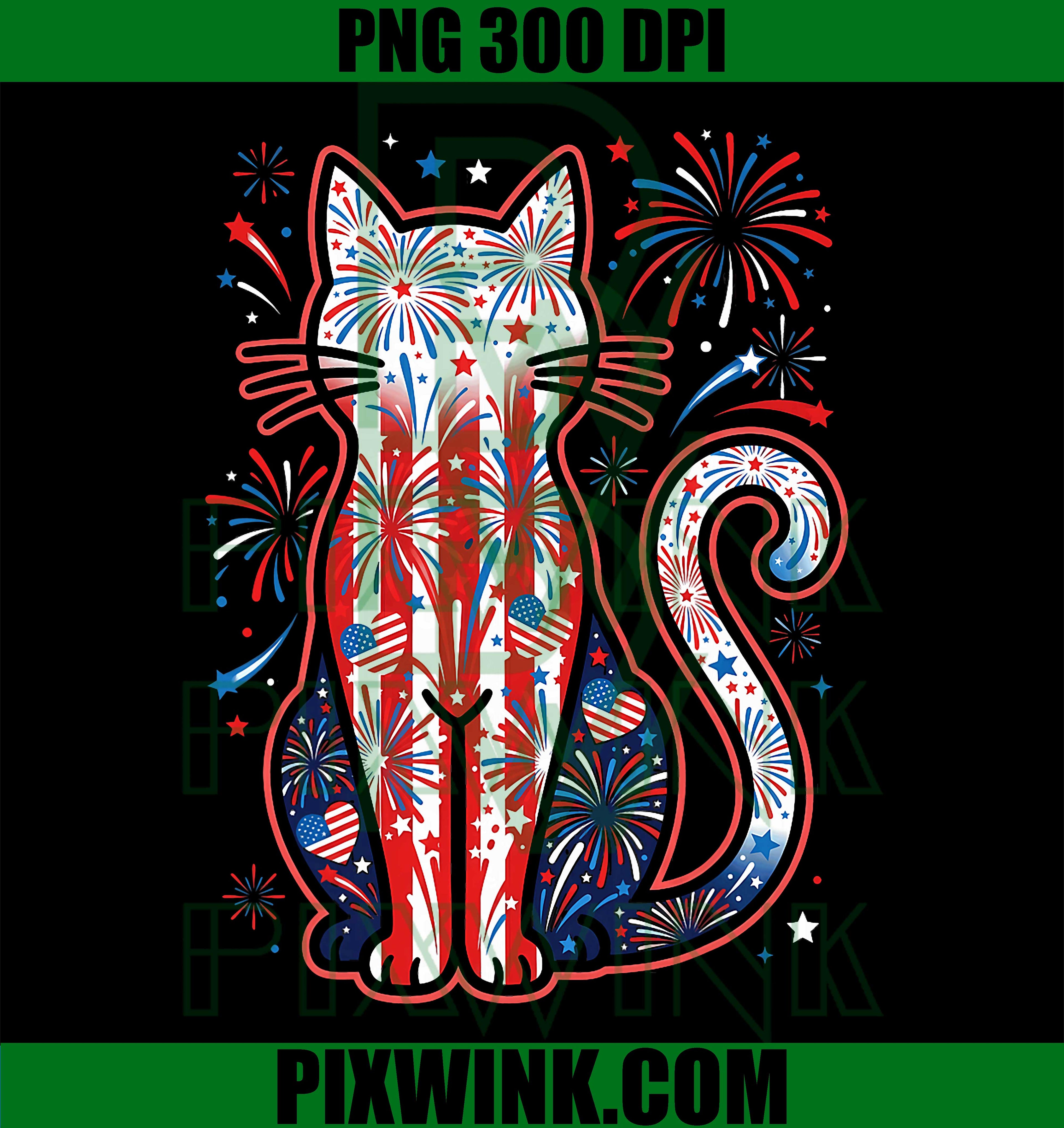 USA Flag Lucky Clover PNG, Patriotic 4th July Cat Lover PNG