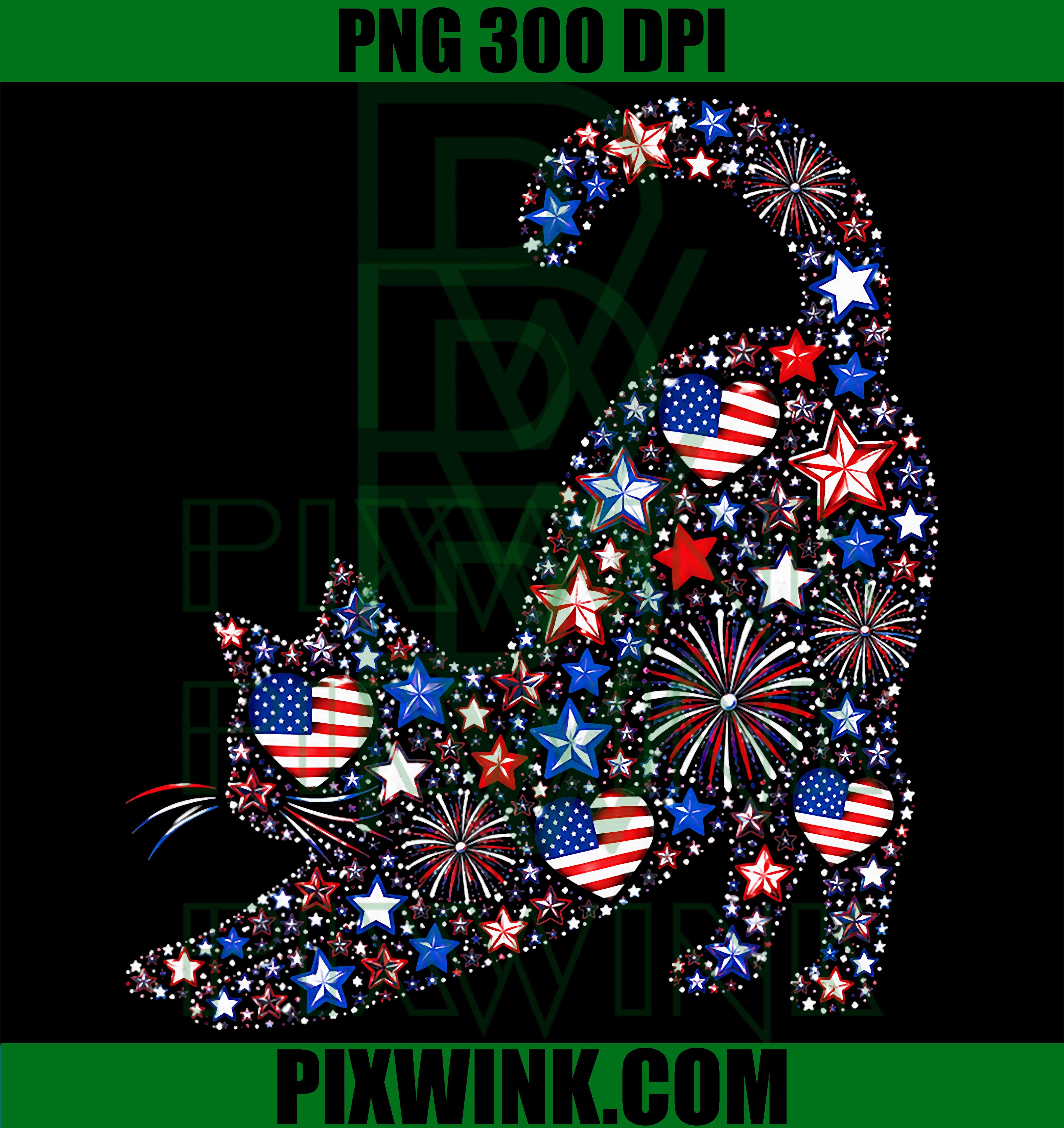 USA Flag Lucky Clover PNG, Patriotic Cat Lover 4th July PNG