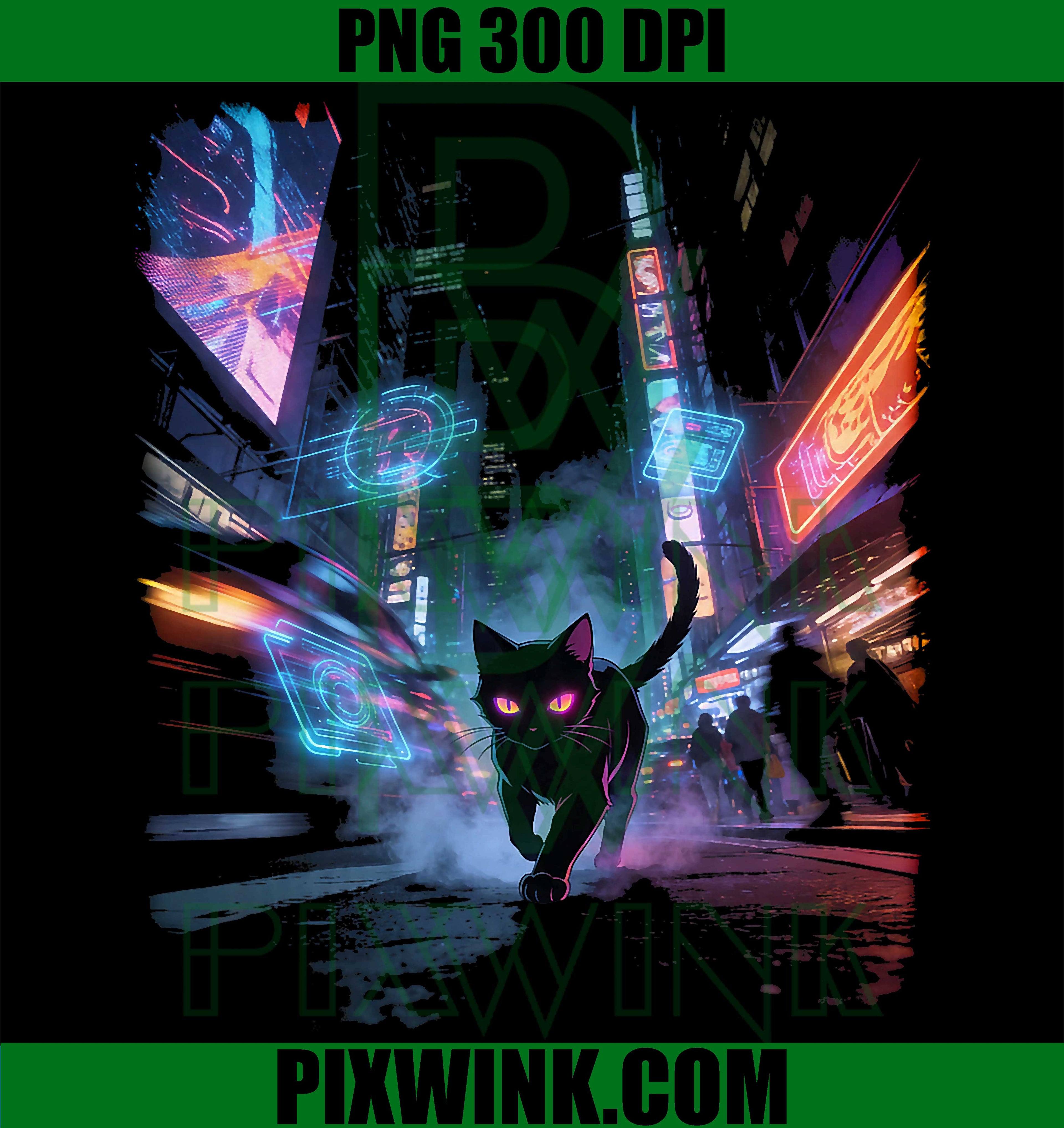 Anime Cat City PNG, Futuristic Night Scene PNG Japanese Aesthetic Design