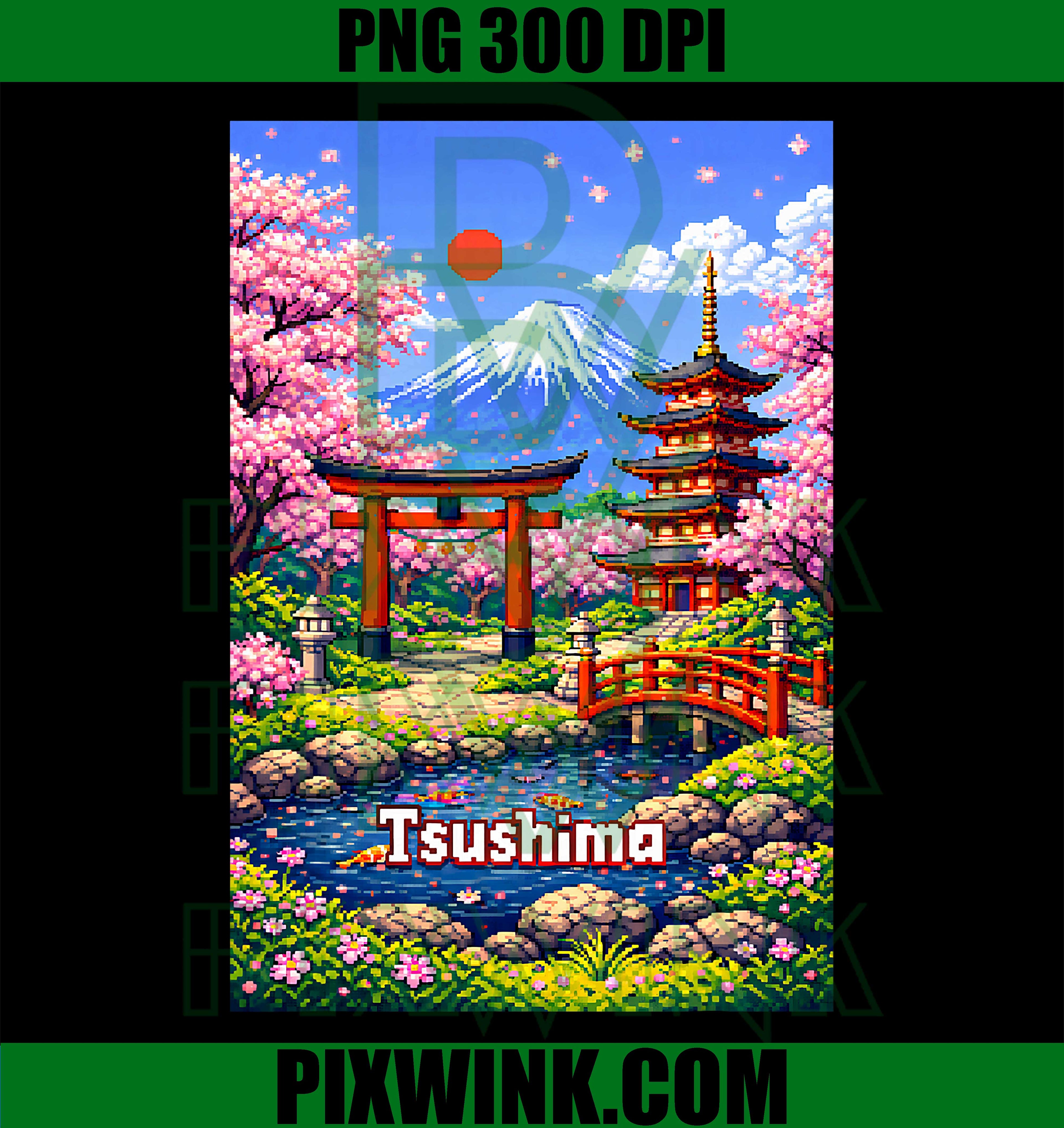 Mt Fuji Cherry Blossom PNG, Japanese Style Landscape PNG Minimal Nature Design