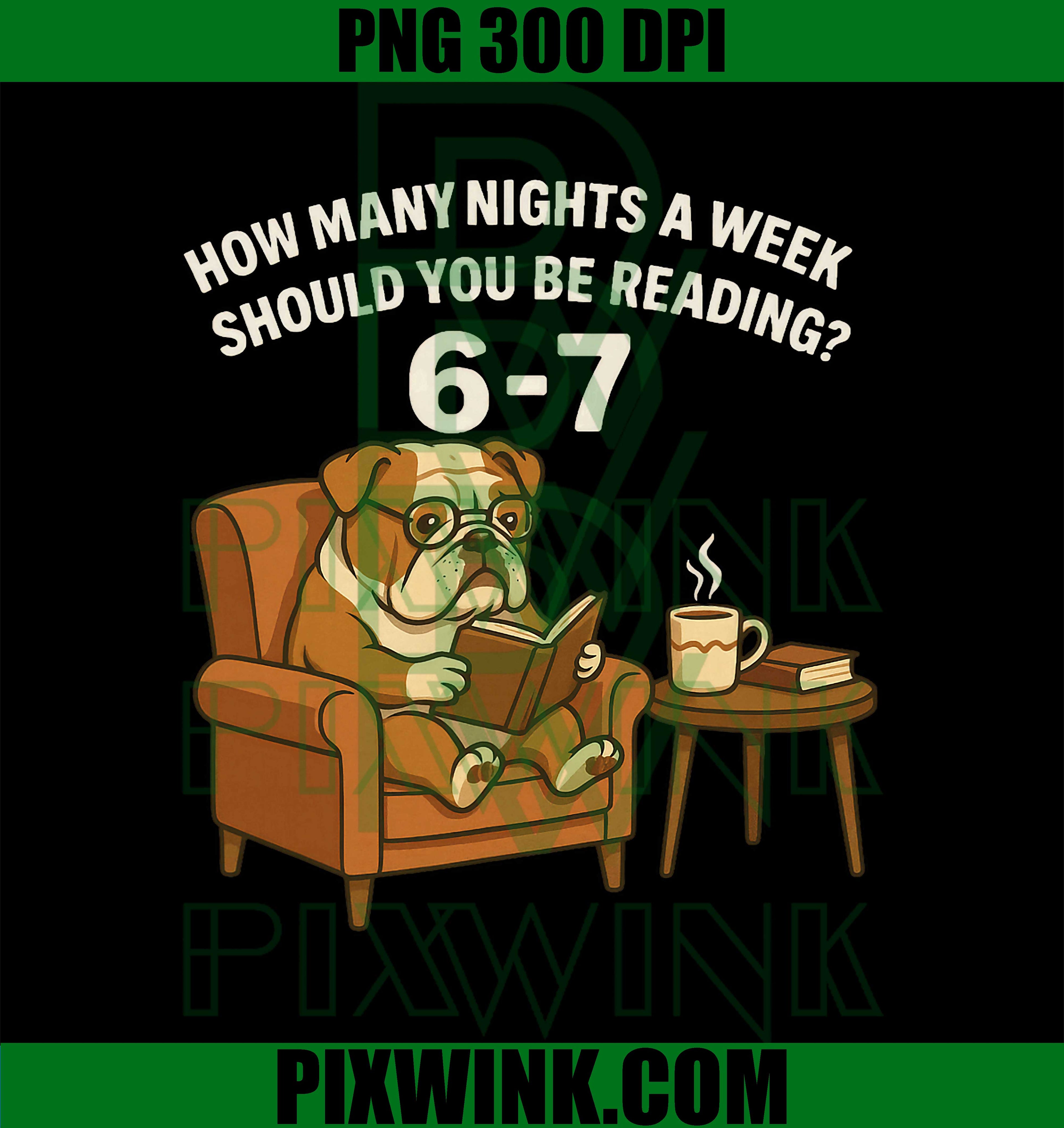 Funny English Bulldog Dog Reading Book, 67 Six Seven Meme PNG