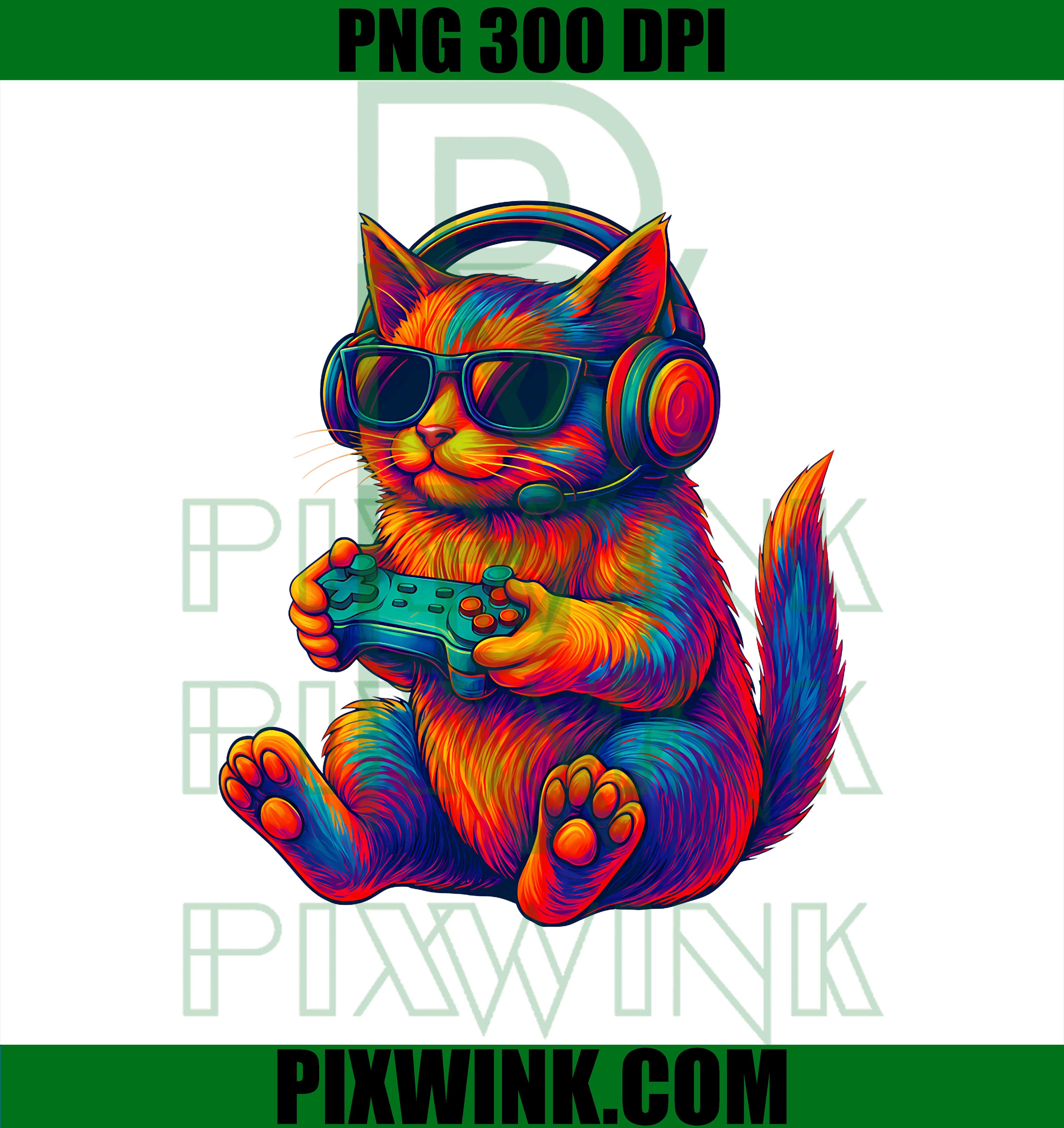 Funny Gamer Cat Video Games Boys PNG, Kitten Gaming PNG