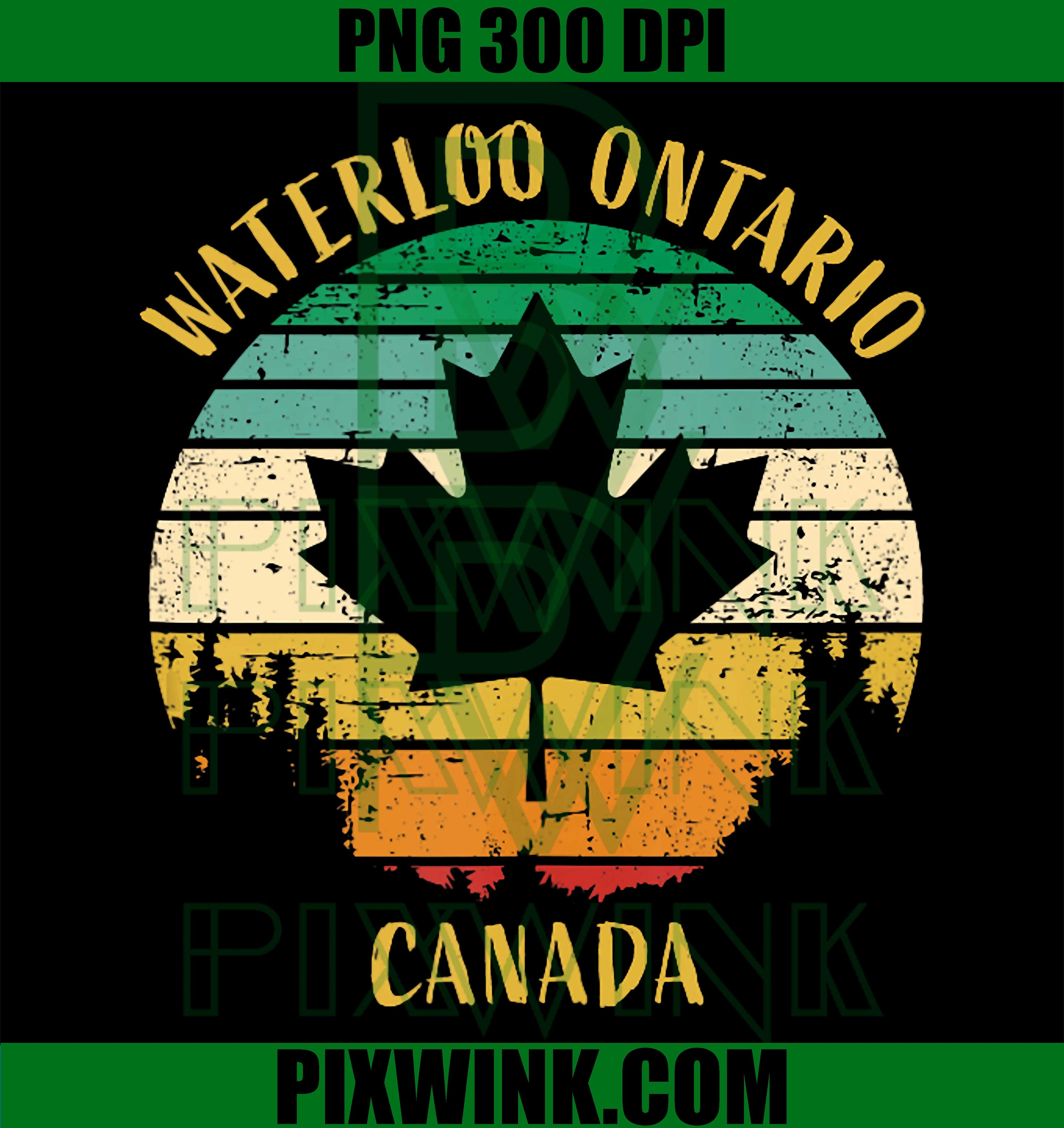 Waterloo Ontario Canada PNG, Retro Maple Leaf Distressed PNG