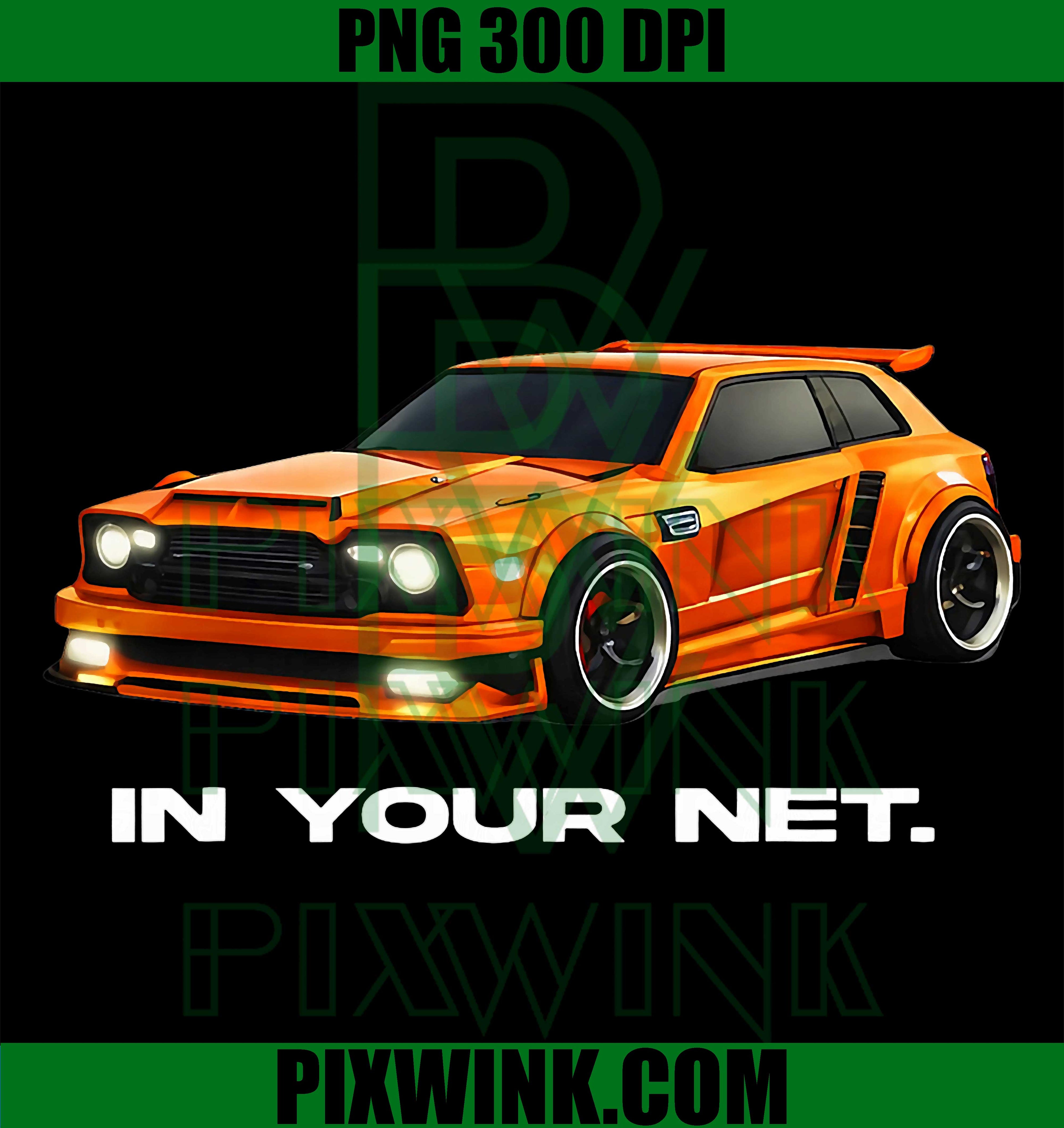 Orange Drift Car PNG, In Your Net PNG, Funny Car PNG