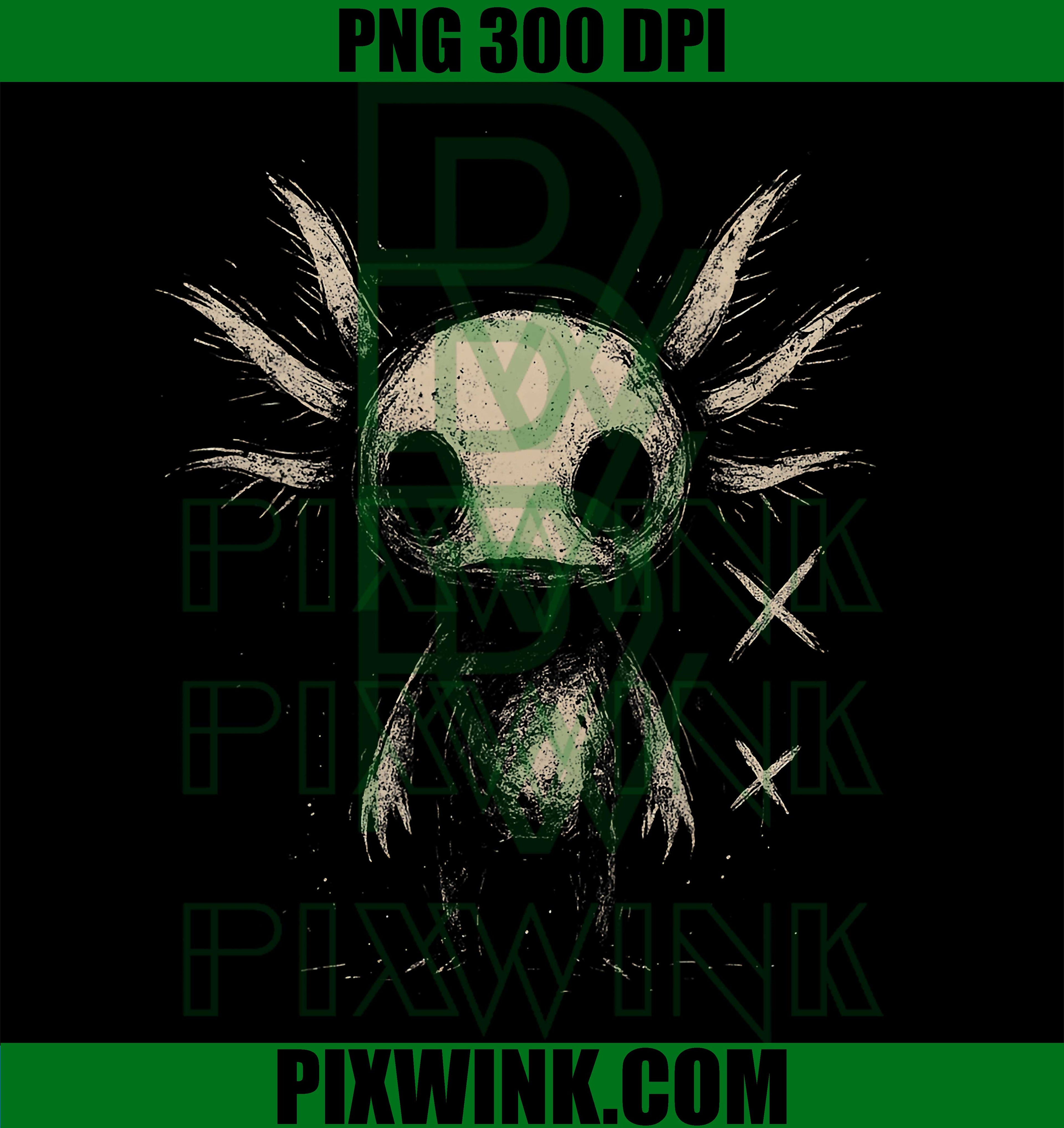 Axolotl Emo Goth PNG, Creepy Cute Axolotl Illustration, Dark Art PNG Design