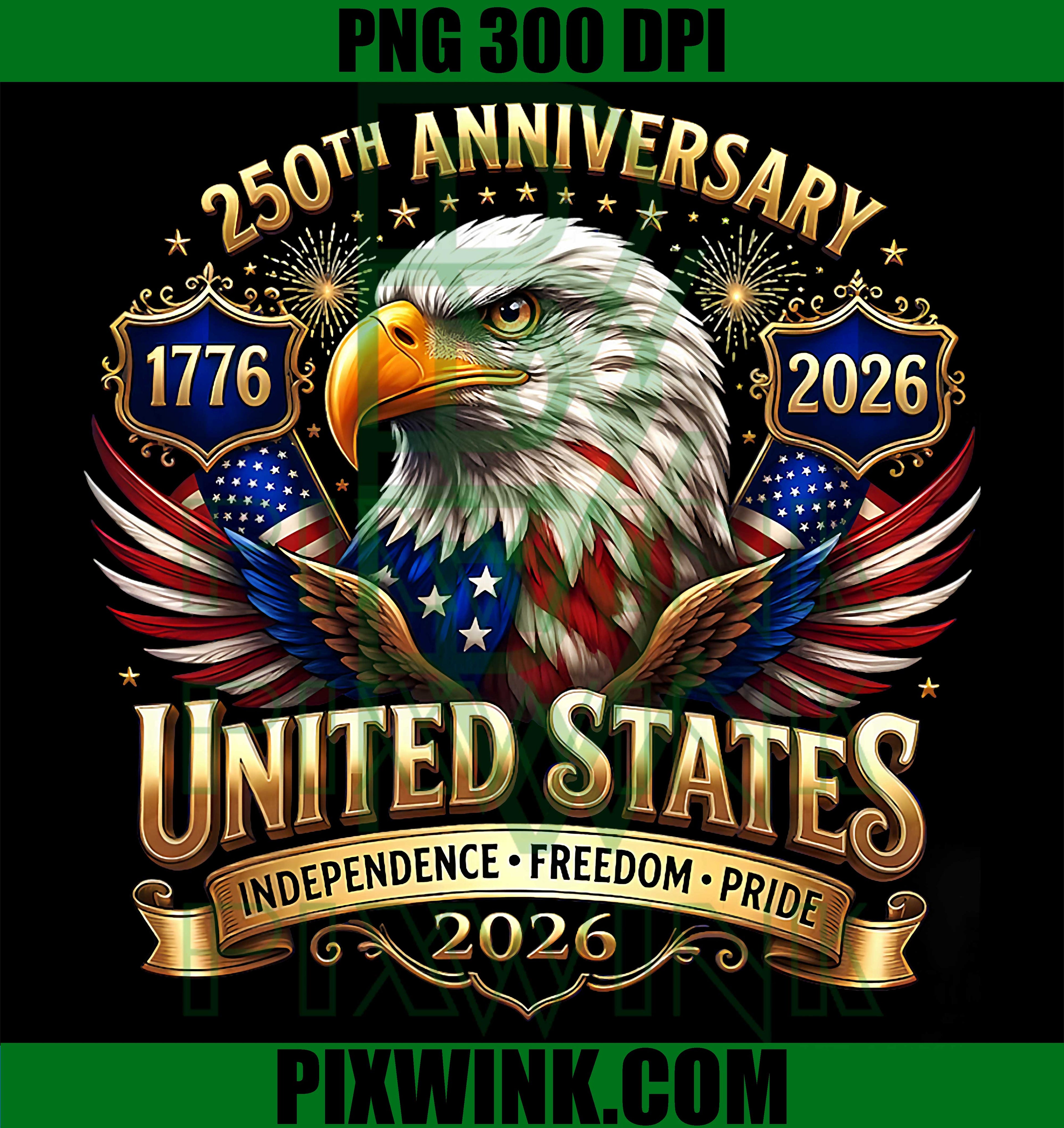 250 Years American PNG, USA Flag 1776 2026 PNG
