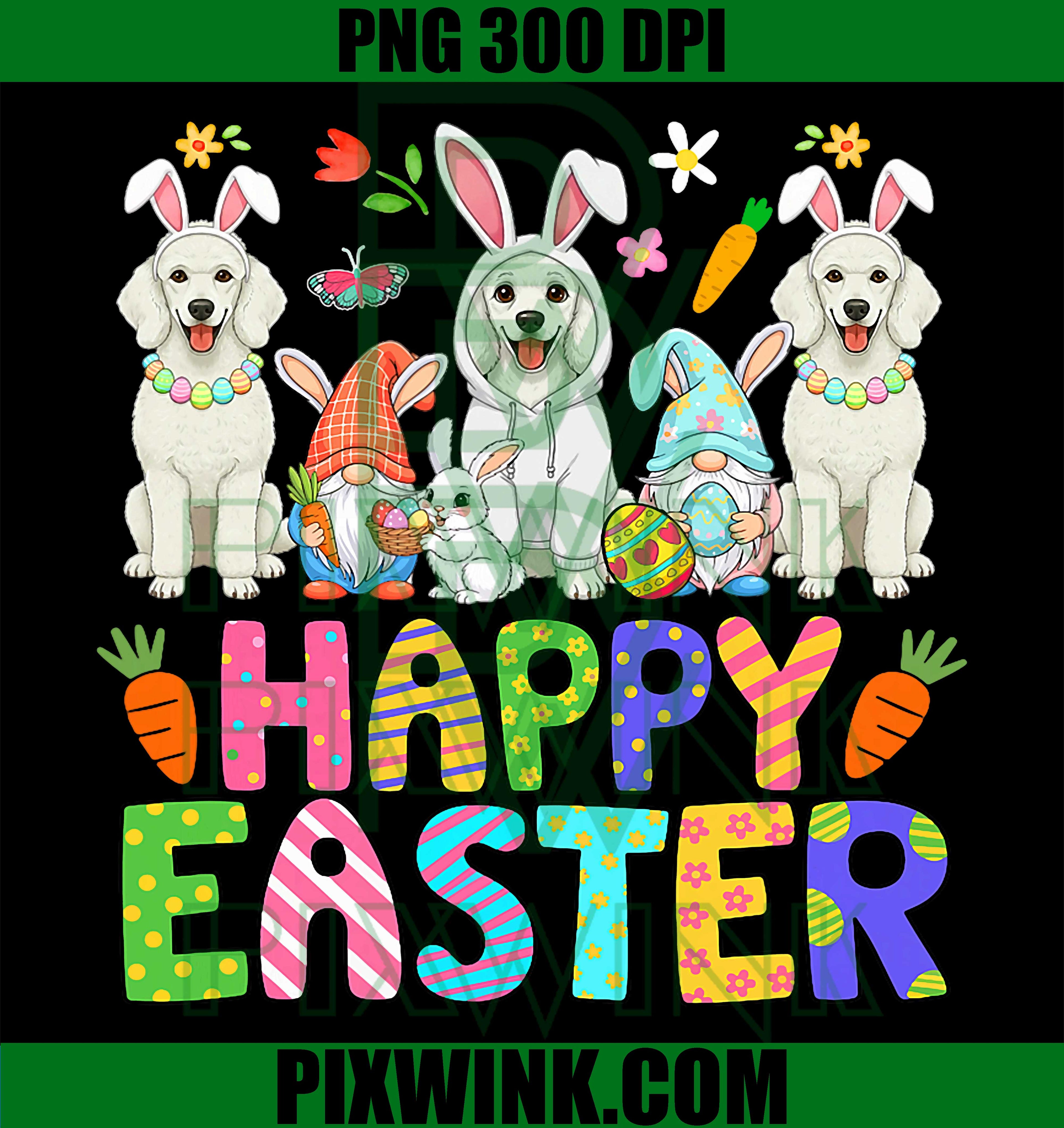 Poodles Easter PNG, Bunny Gnome Dogs PNG, Cute Easter Poodle PNG