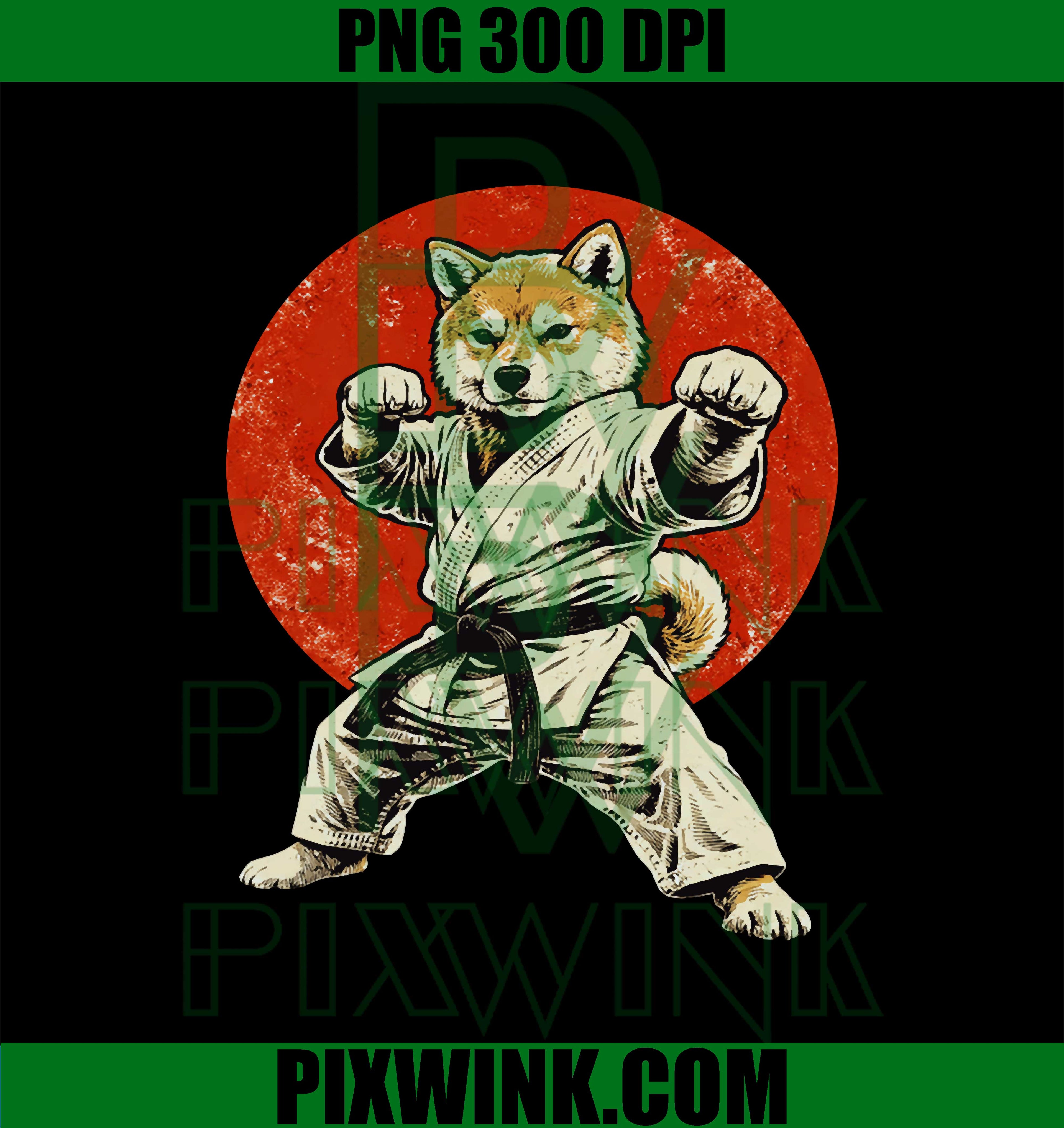 Shiba Inu Karate Master PNG, Funny Martial Arts Dog Retro Dojo PNG