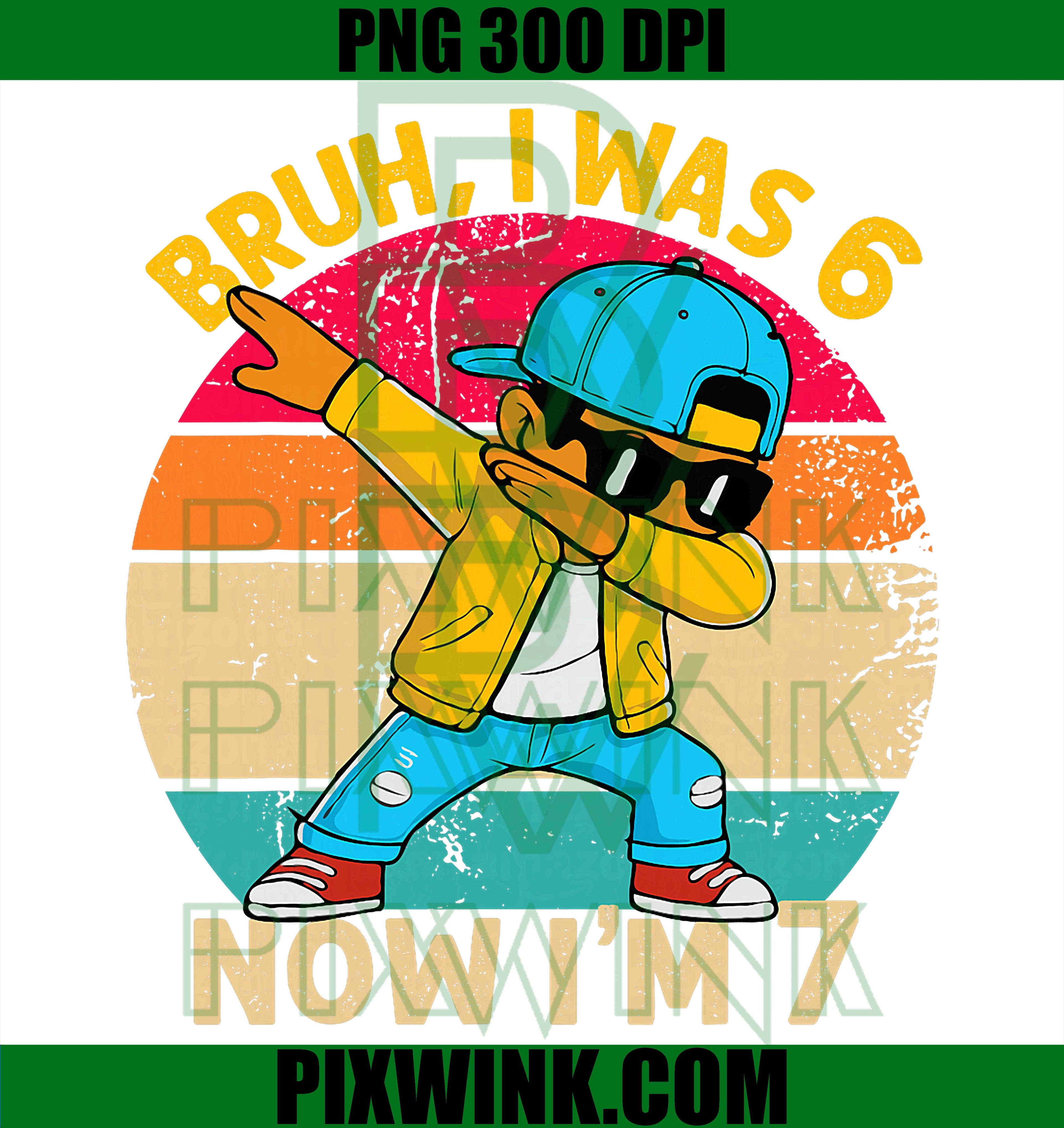 I Was 6 Now I’m 7 Birthday Dab Meme PNG, Kids Baseball Drip Birthday PNG