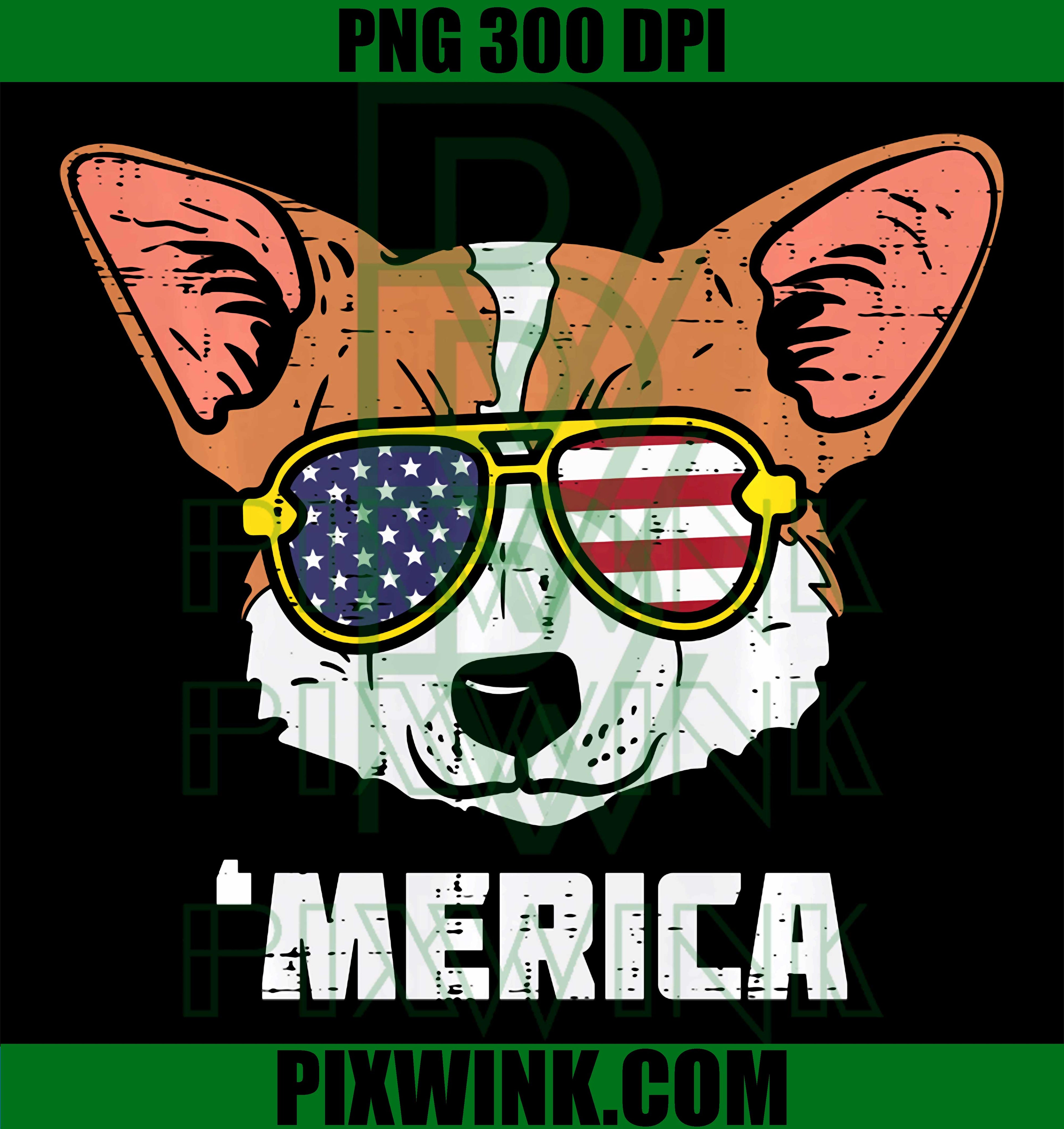 Welsh Corgi Merica PNG, USA Flag 4th July Dog PNG
