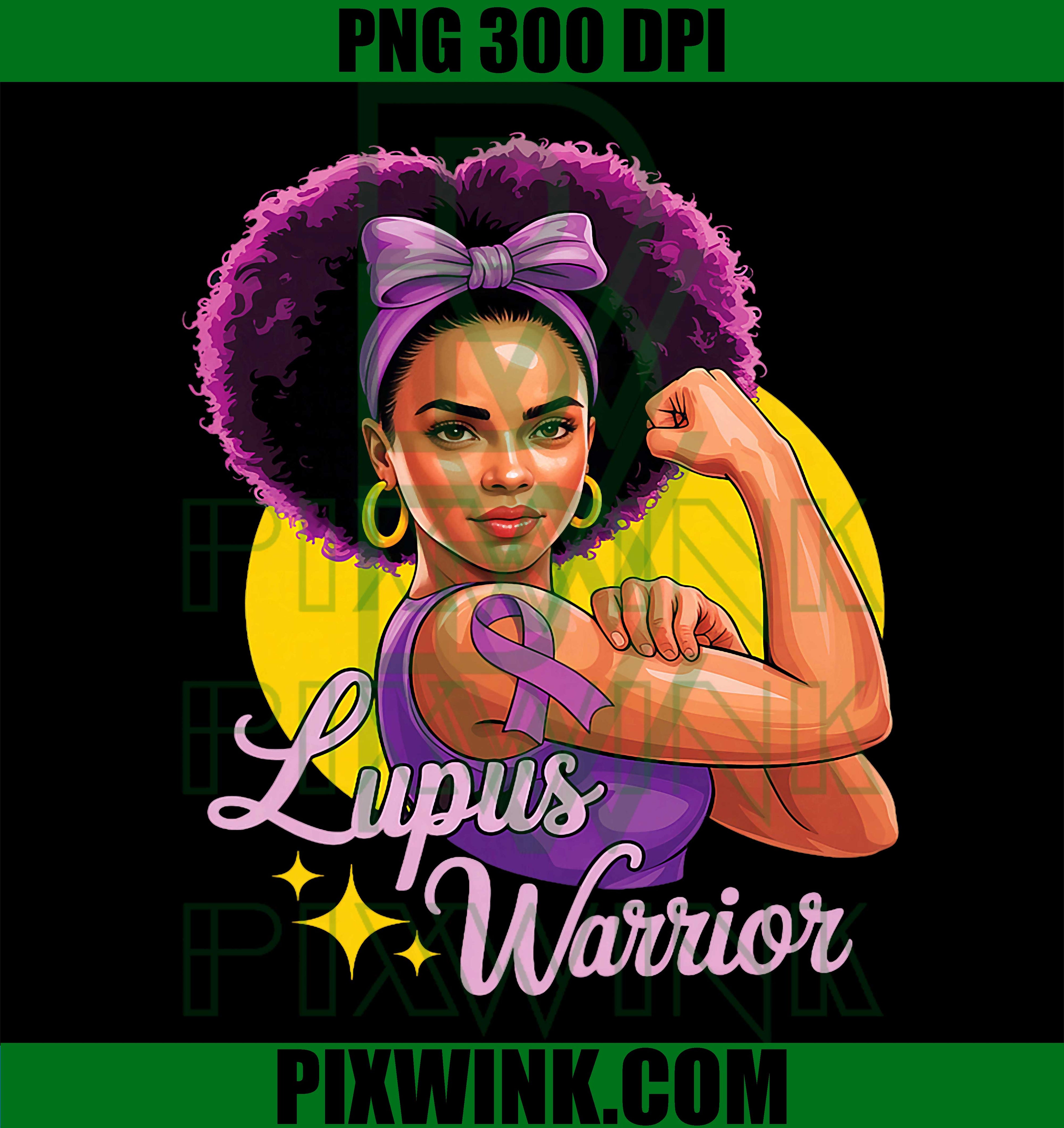 Lupus Warrior PNG, Purple Ribbon Awareness PNG Cute Support Design