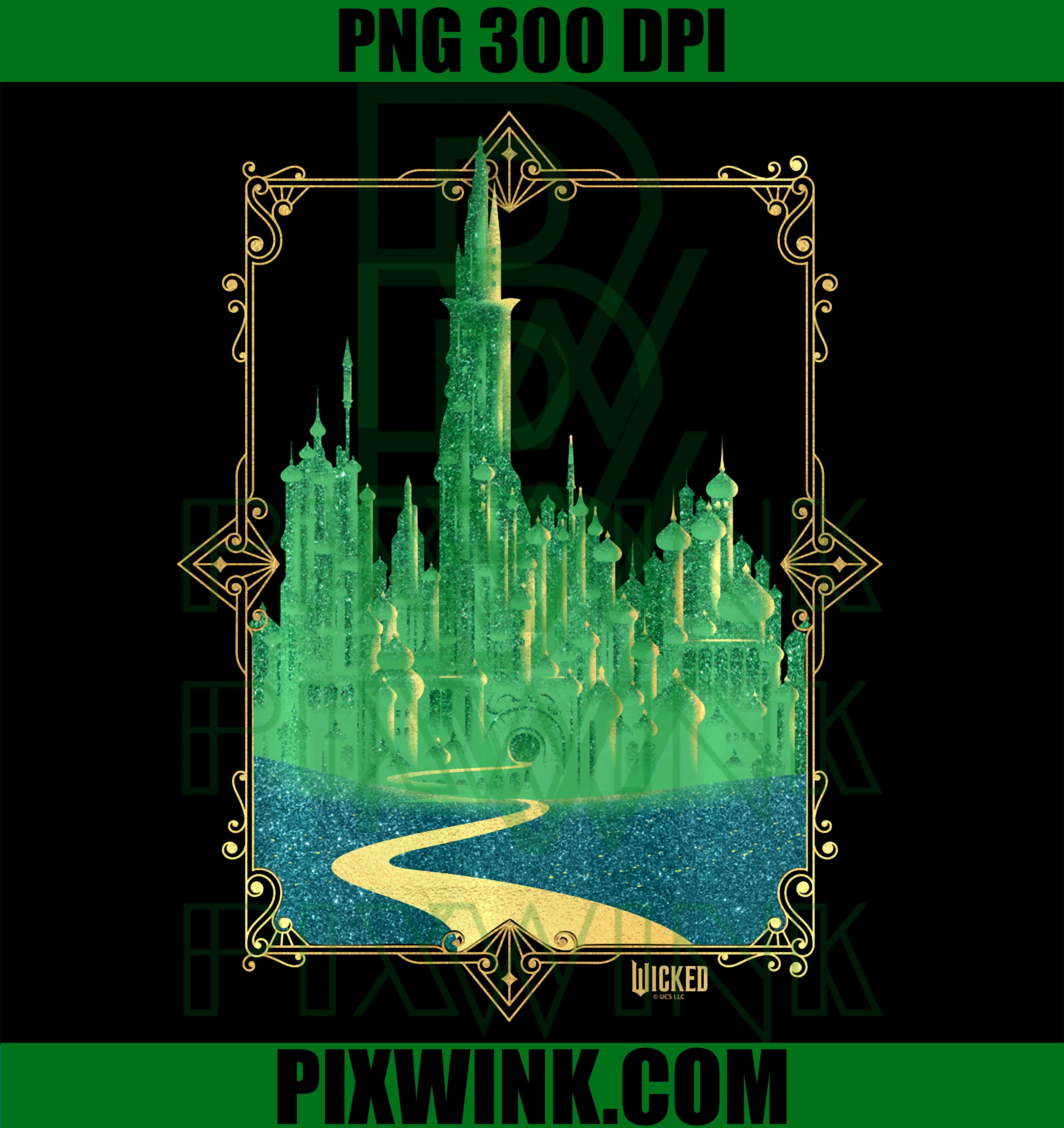 Wicked Emerald City PNG, Fantasy Green City Design PNG