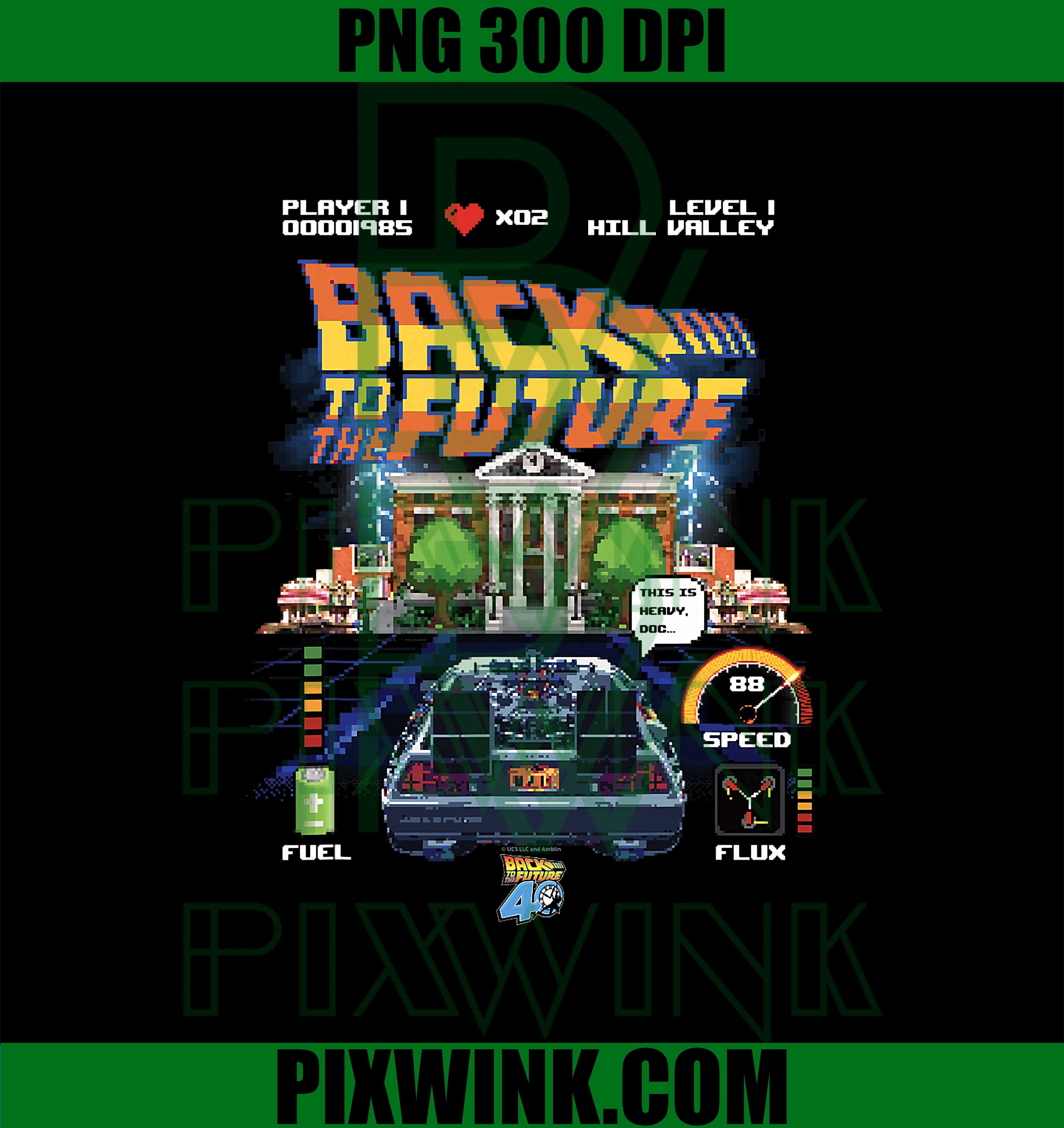 Back To The Future 40th Anniversary Video Game Style PNG