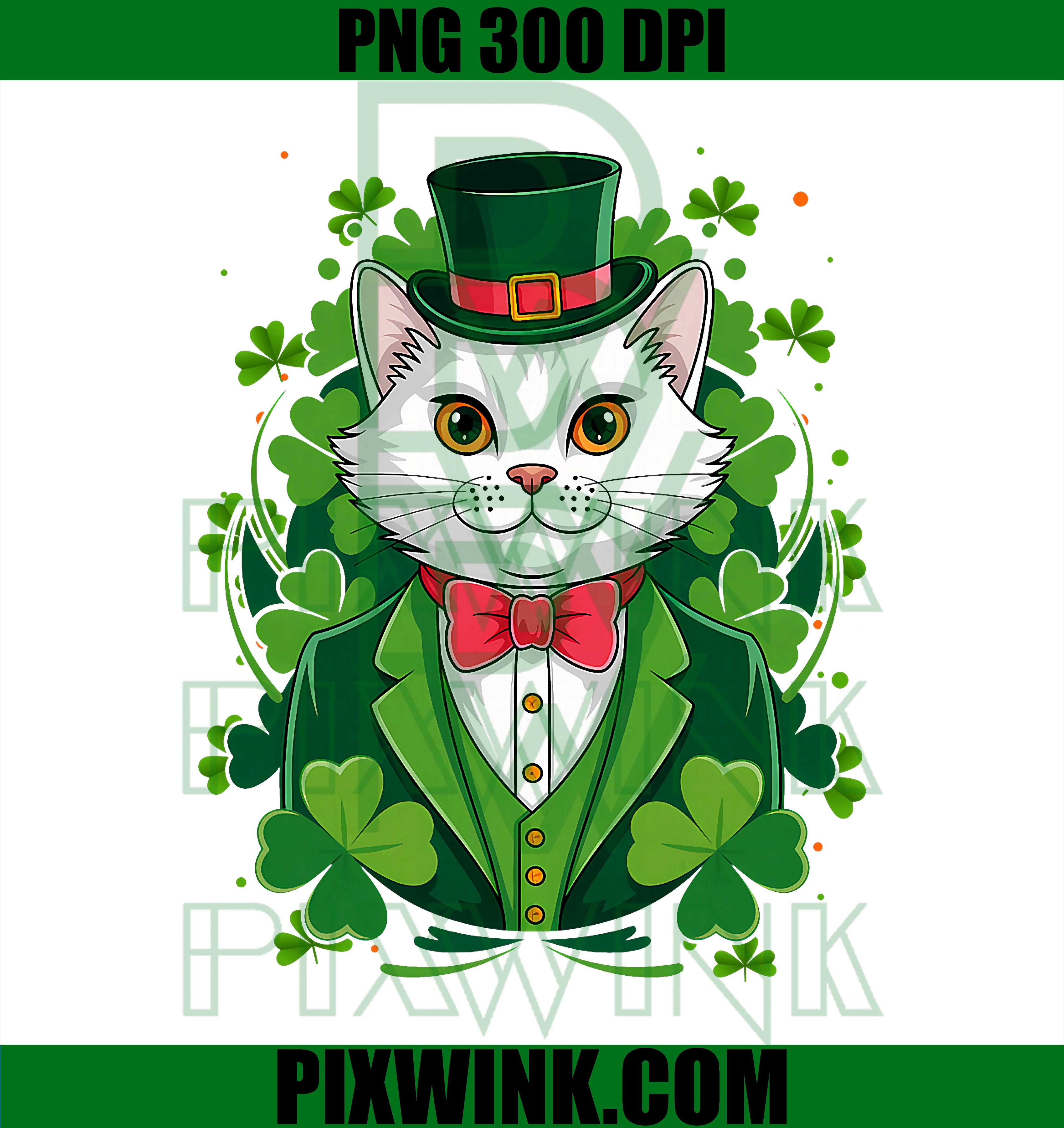 Cat Shamrock Saint Patrick's Day PNG