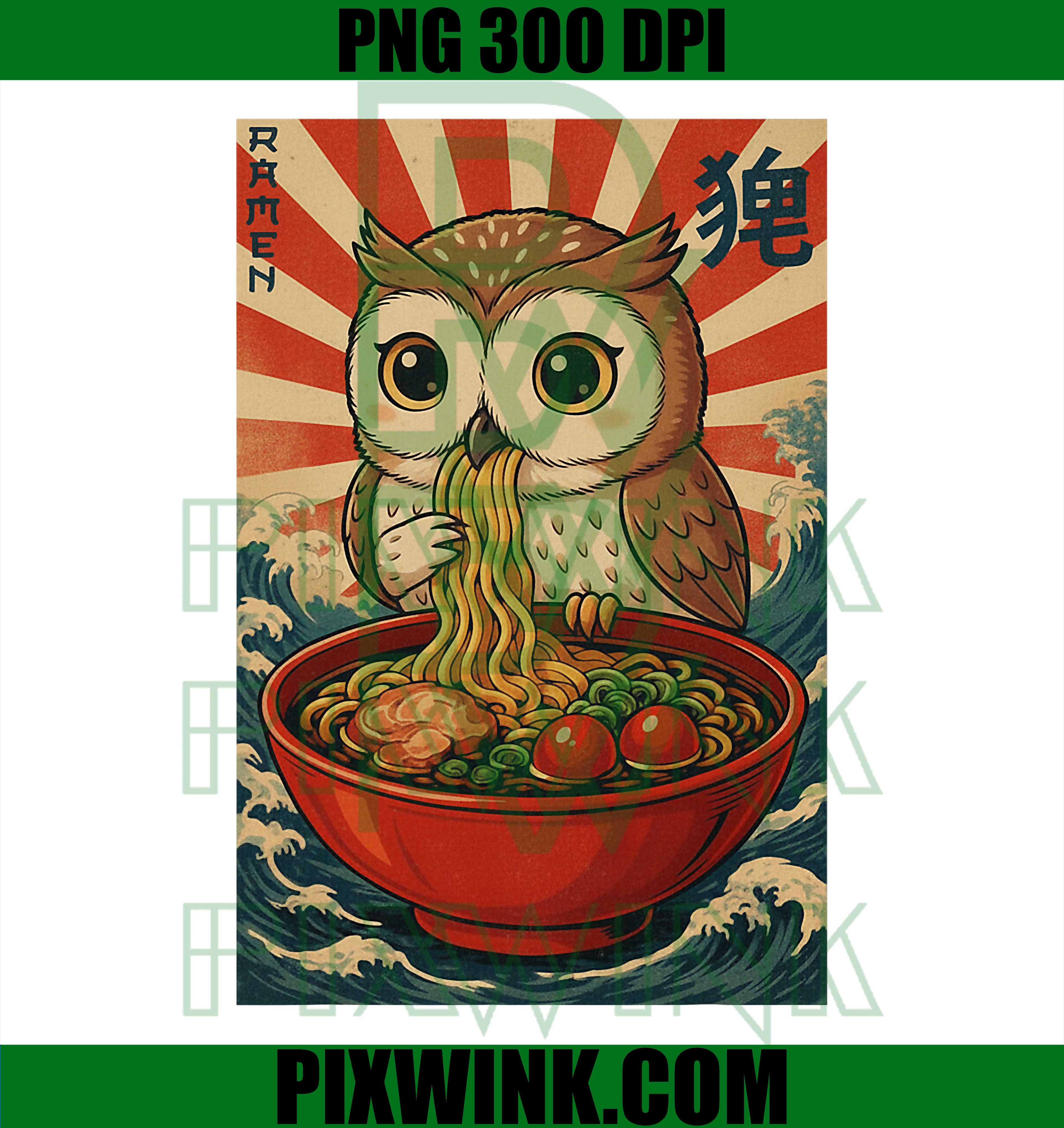 Cute Owl Eating Ramen Japanese Funny Owls Eating Ramen PNG