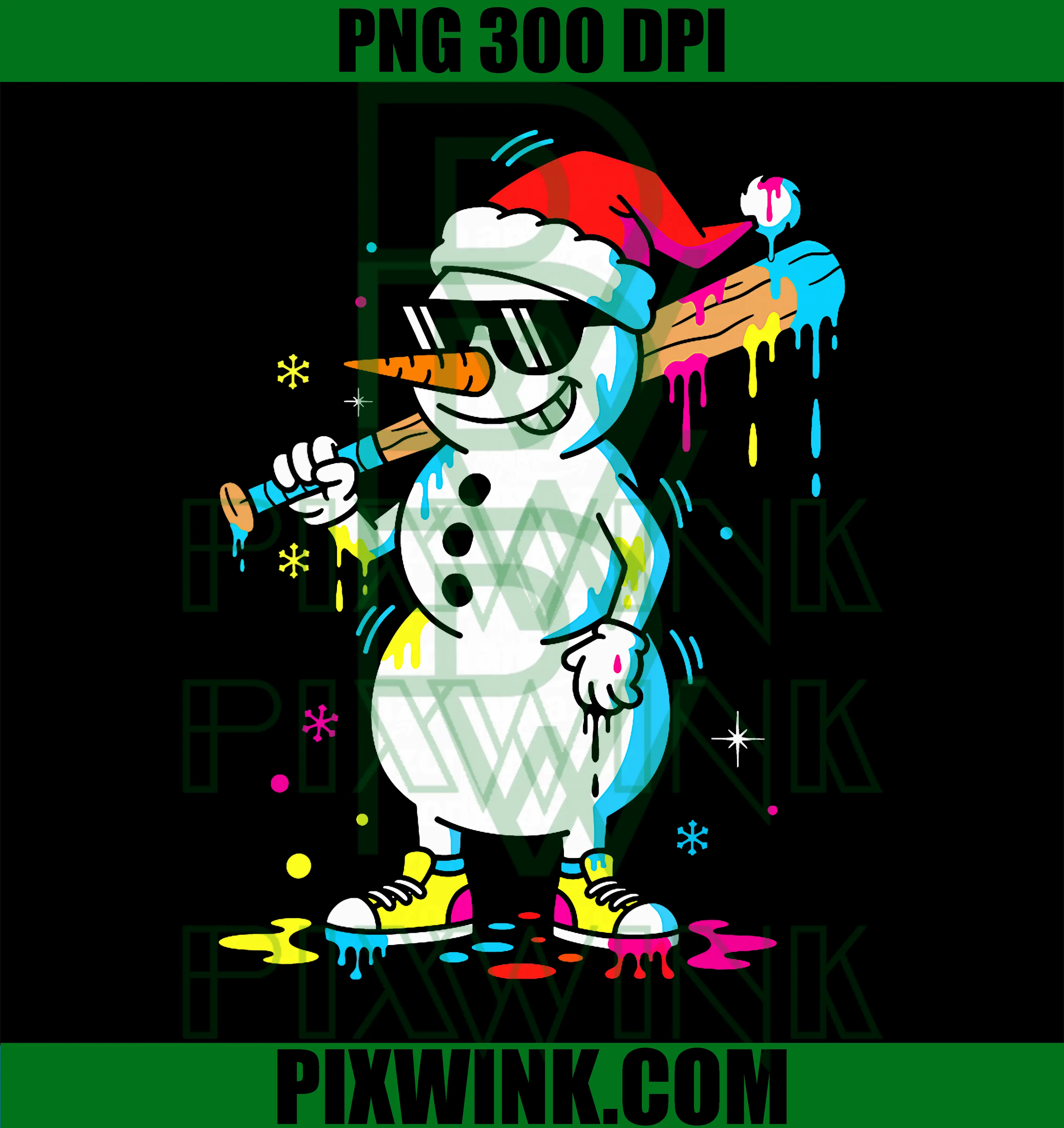 Baseball Snowman Drip PNG