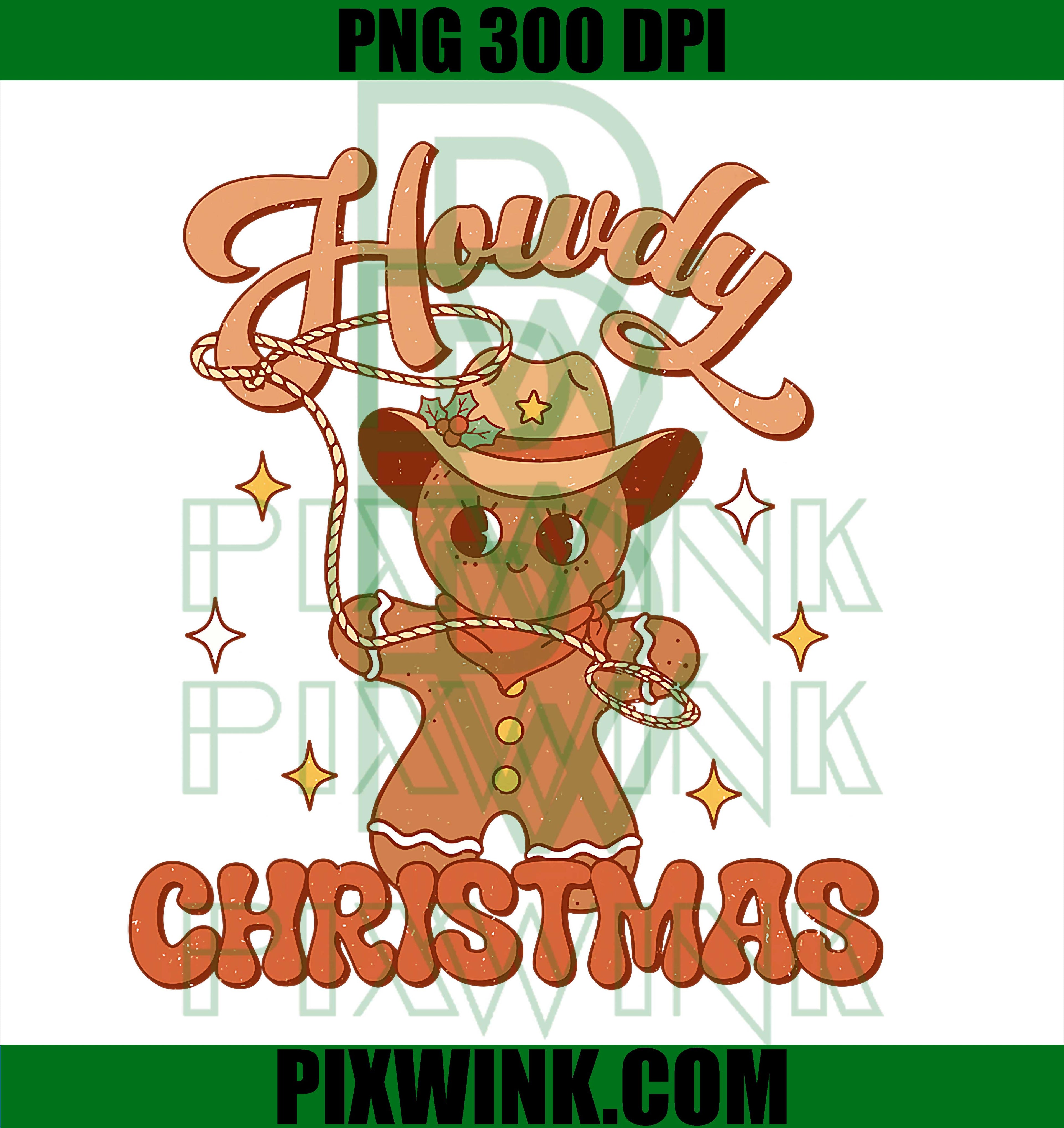 Gingerbread Man Cowboy Lasso Western Howdy Christmas PNG