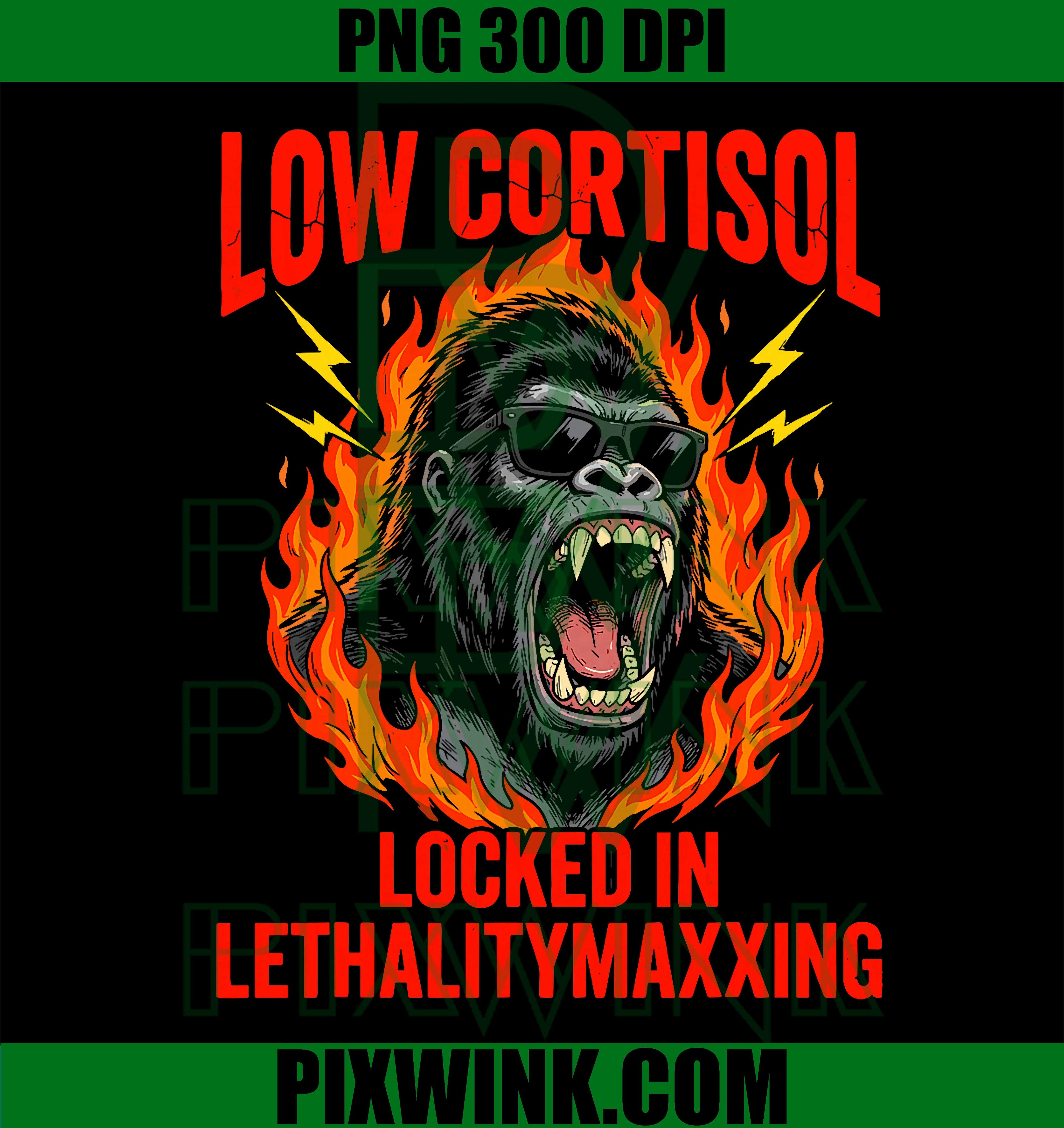 Low Cortisol Gorilla Sigma PNG, Lethalitymaxxing Meme Graphic PNG