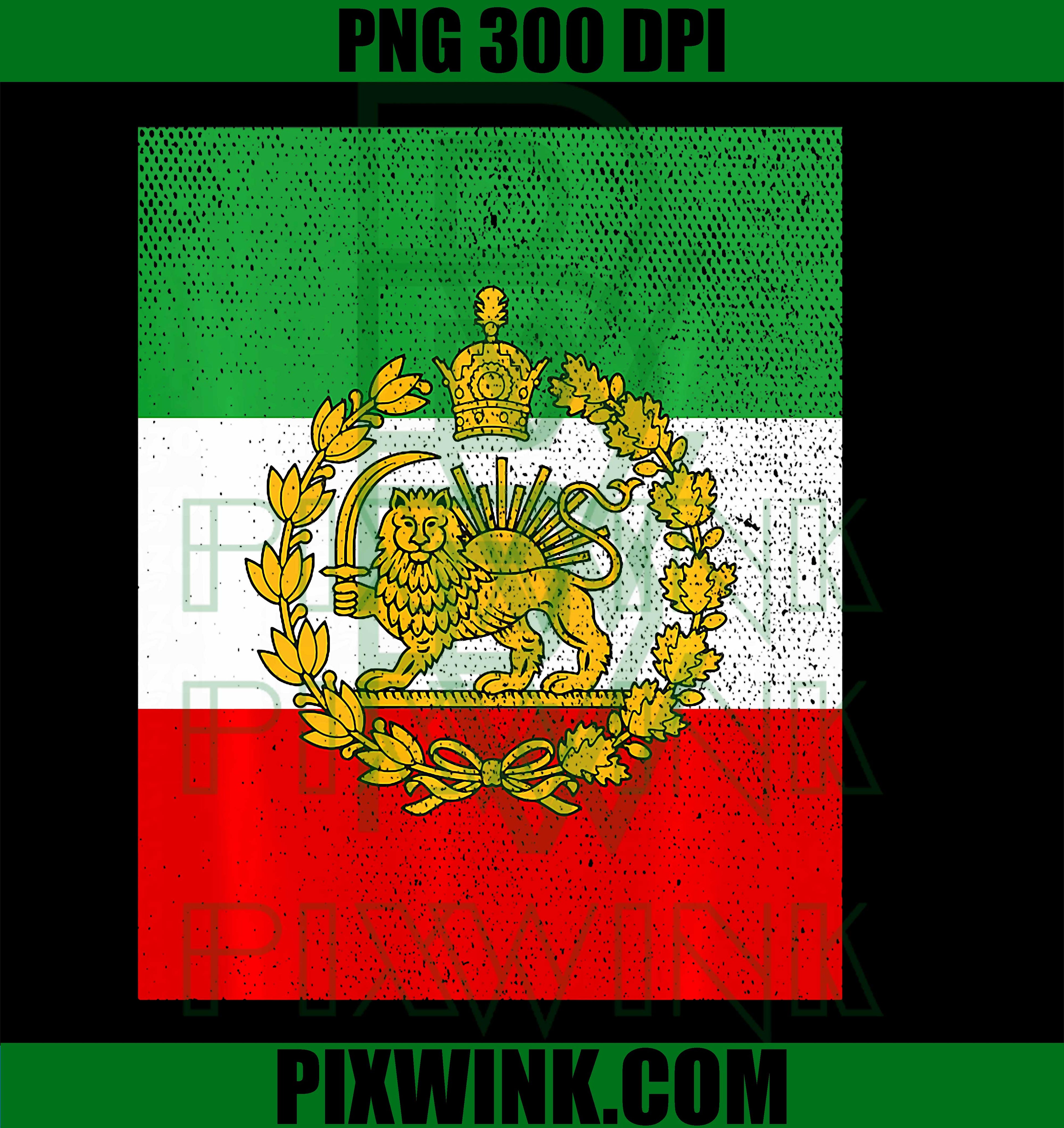 Iran Lion Sun Flag PNG, Persian Iran Flag Vintage Premium Graphic PNG