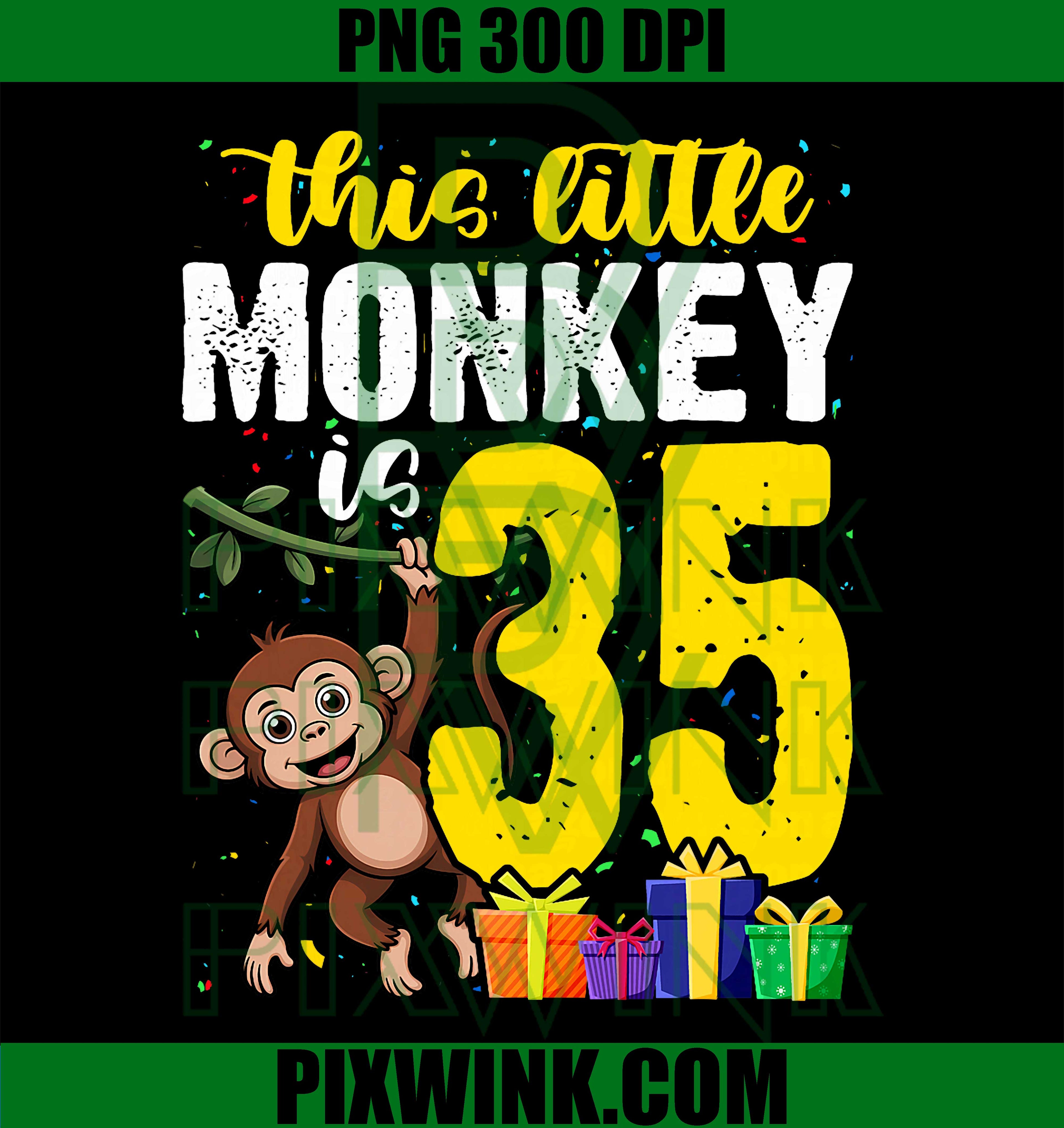 Monkey 35th Birthday PNG, Zoo Animal PNG, Jungle Theme Zookeeper PNG