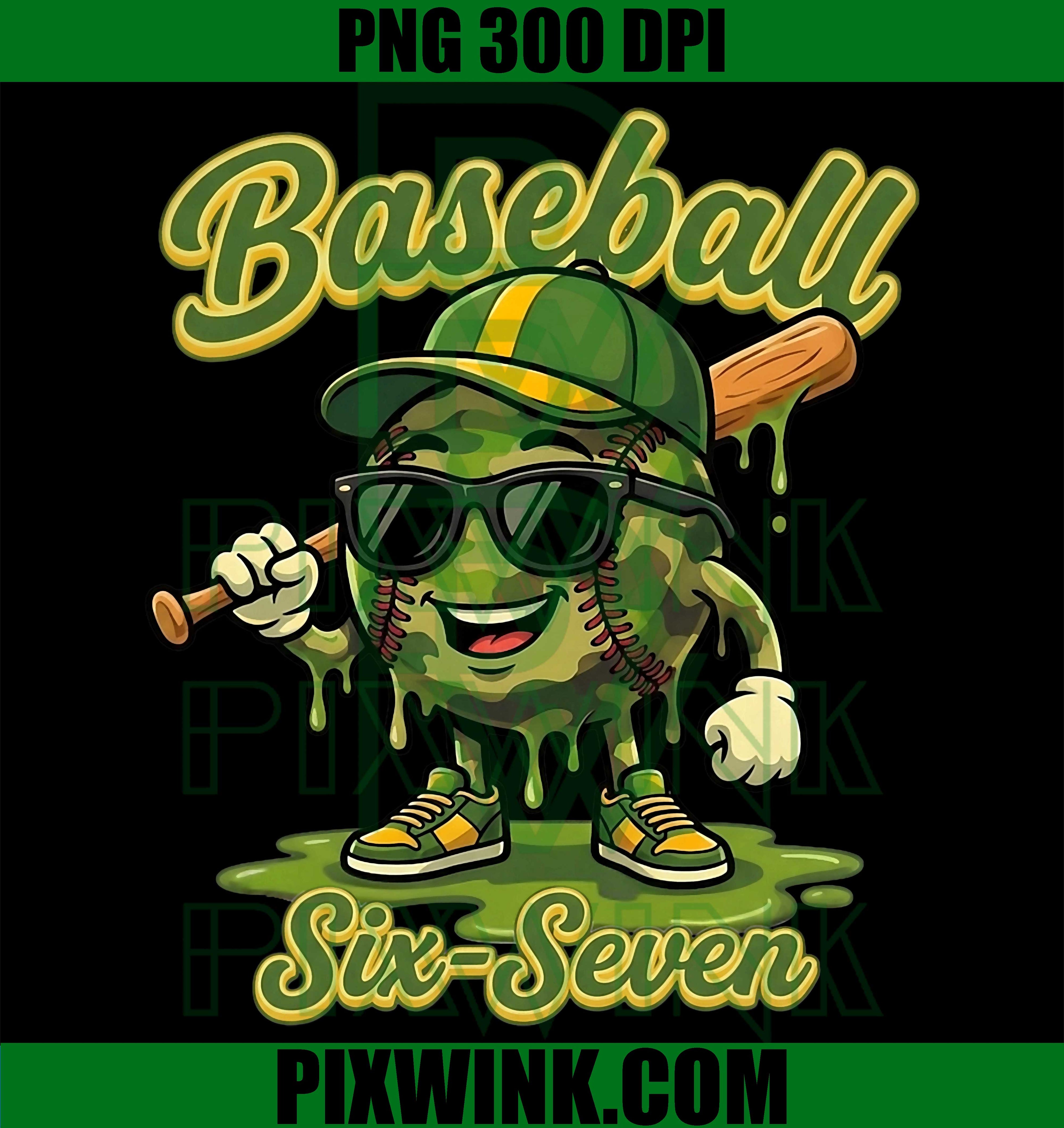 Camo Baseball 6 7 Meme PNG, Kids Baseball Funny PNG