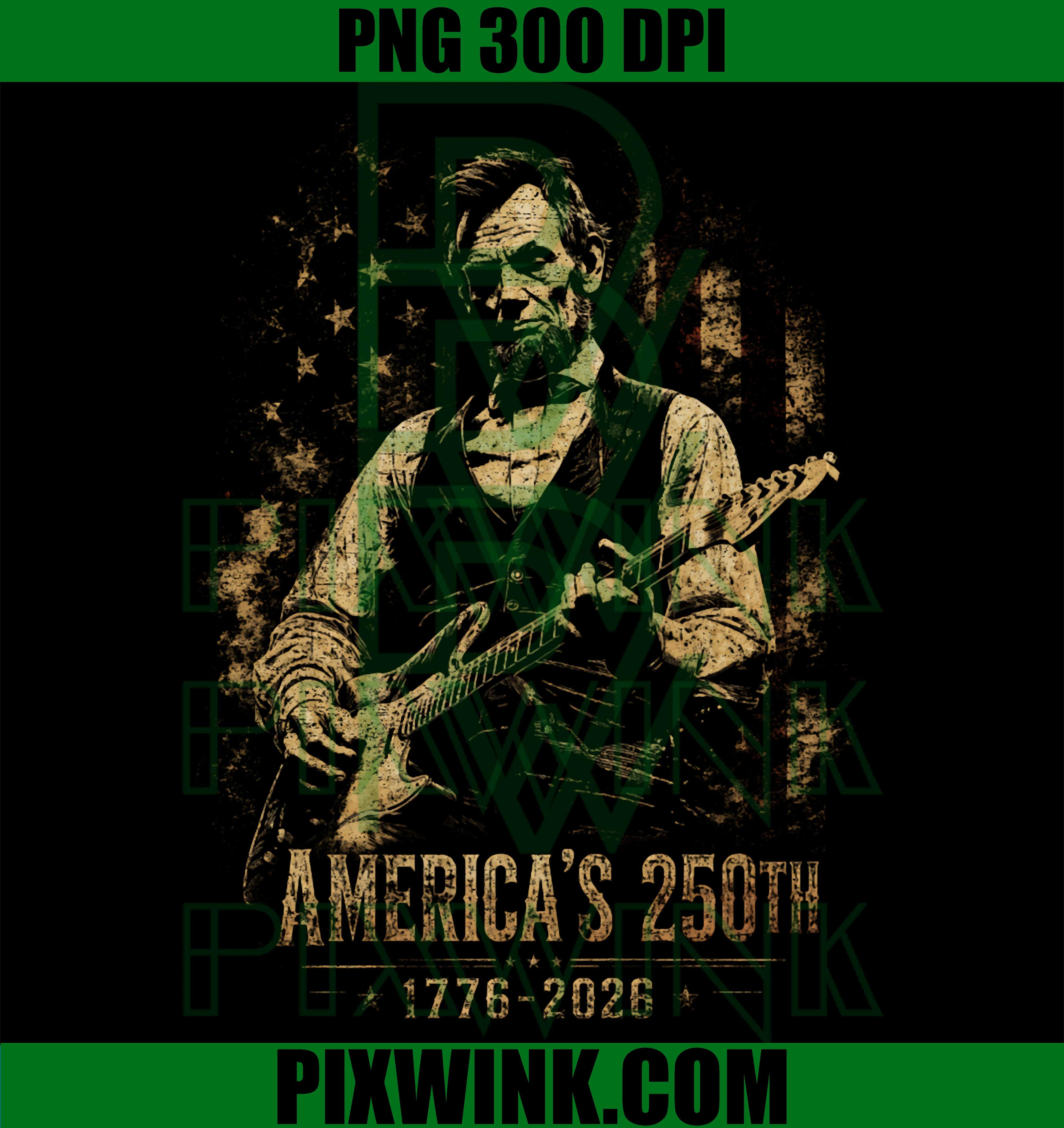 Abraham Lincoln Guitar PNG, America 250th Retro Vintage PNG