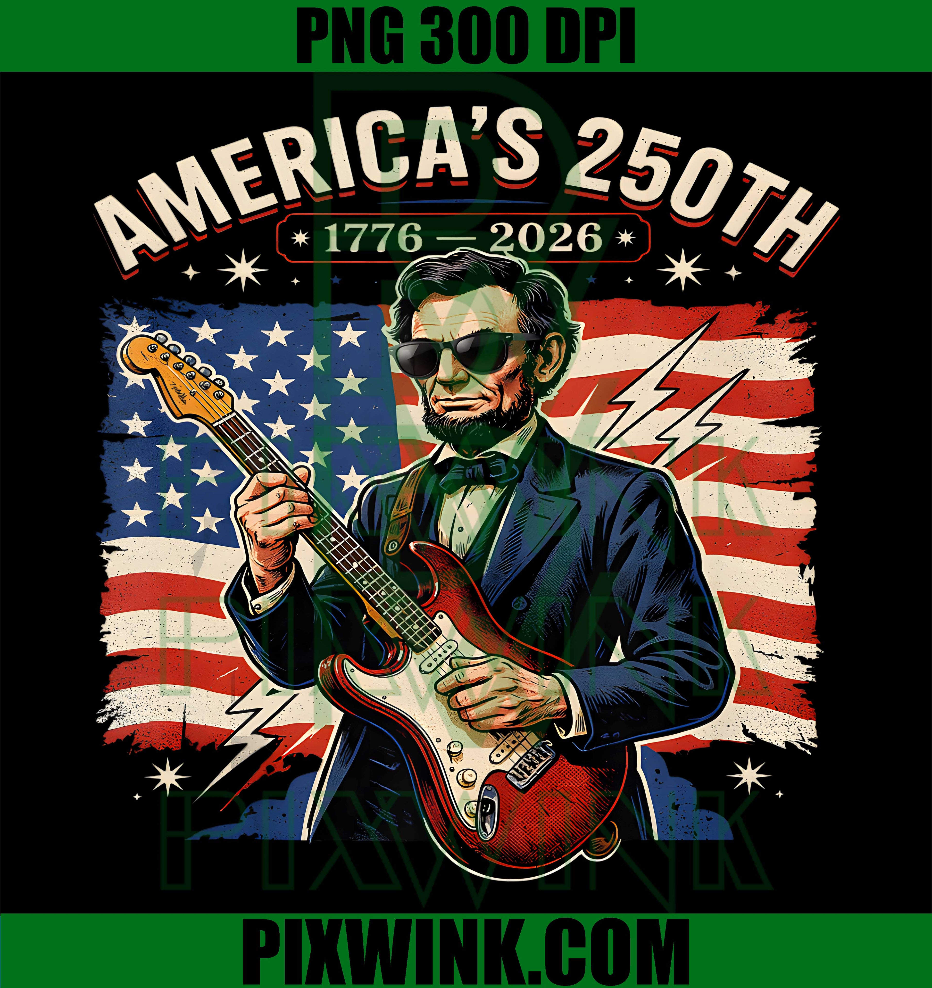 Lincoln Electric Guitar PNG, Americas 250th Anniversary 1776 2026 PNG