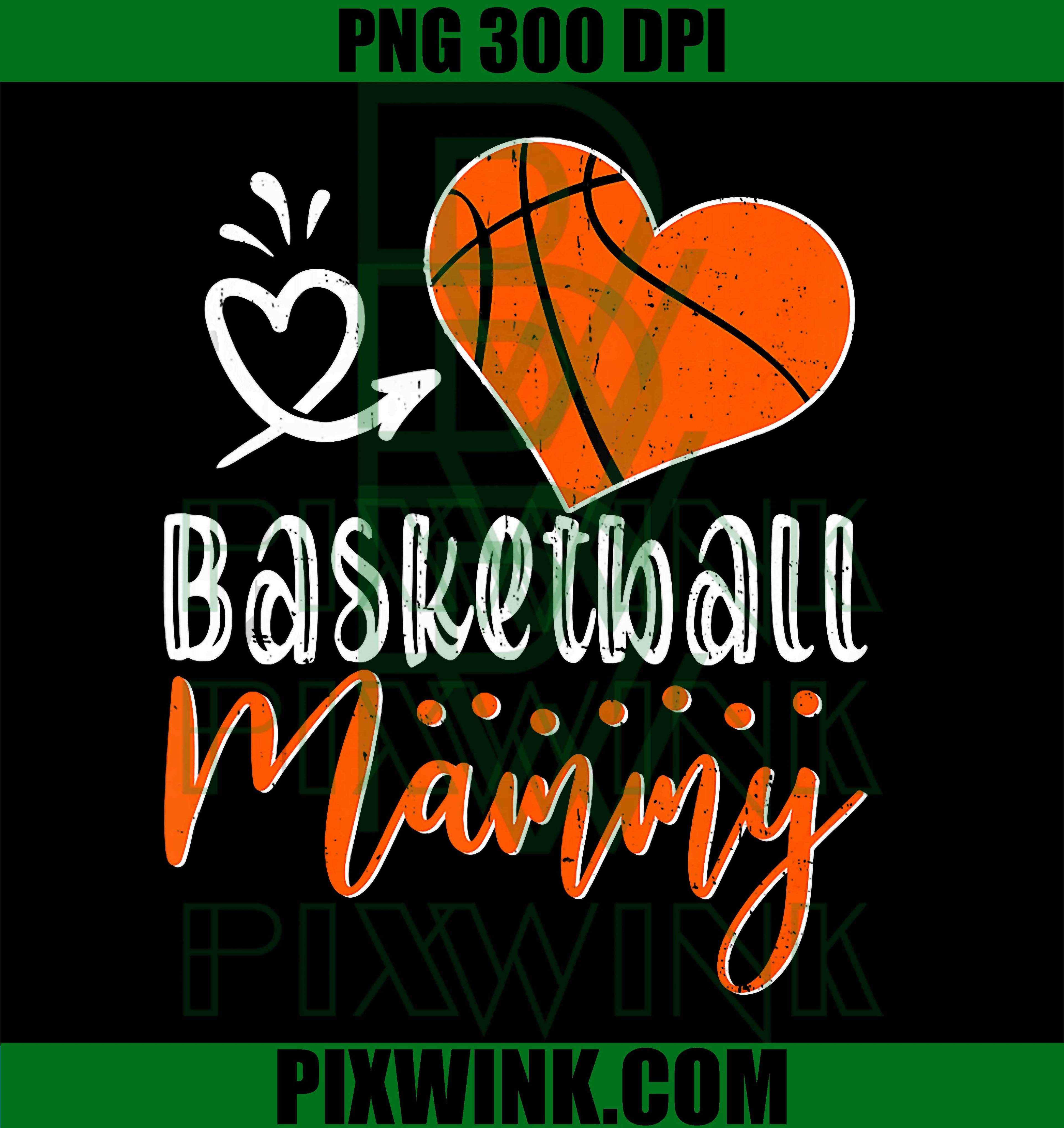 Basketball Heart, Basketball Mammy, Family Matching PNG