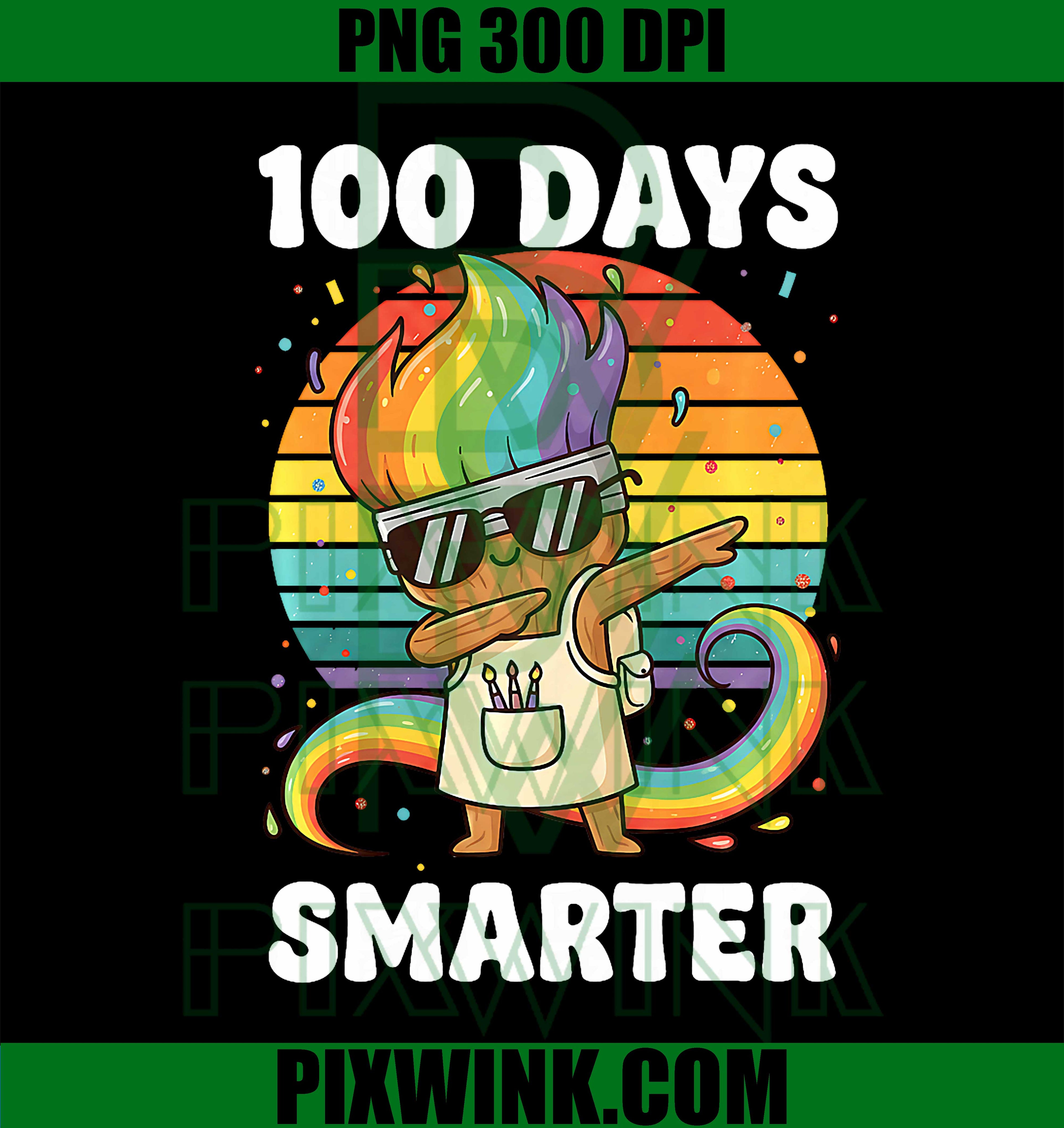 100 Days Smarter Art Teacher, Funny Dabbing Paint Brush PNG