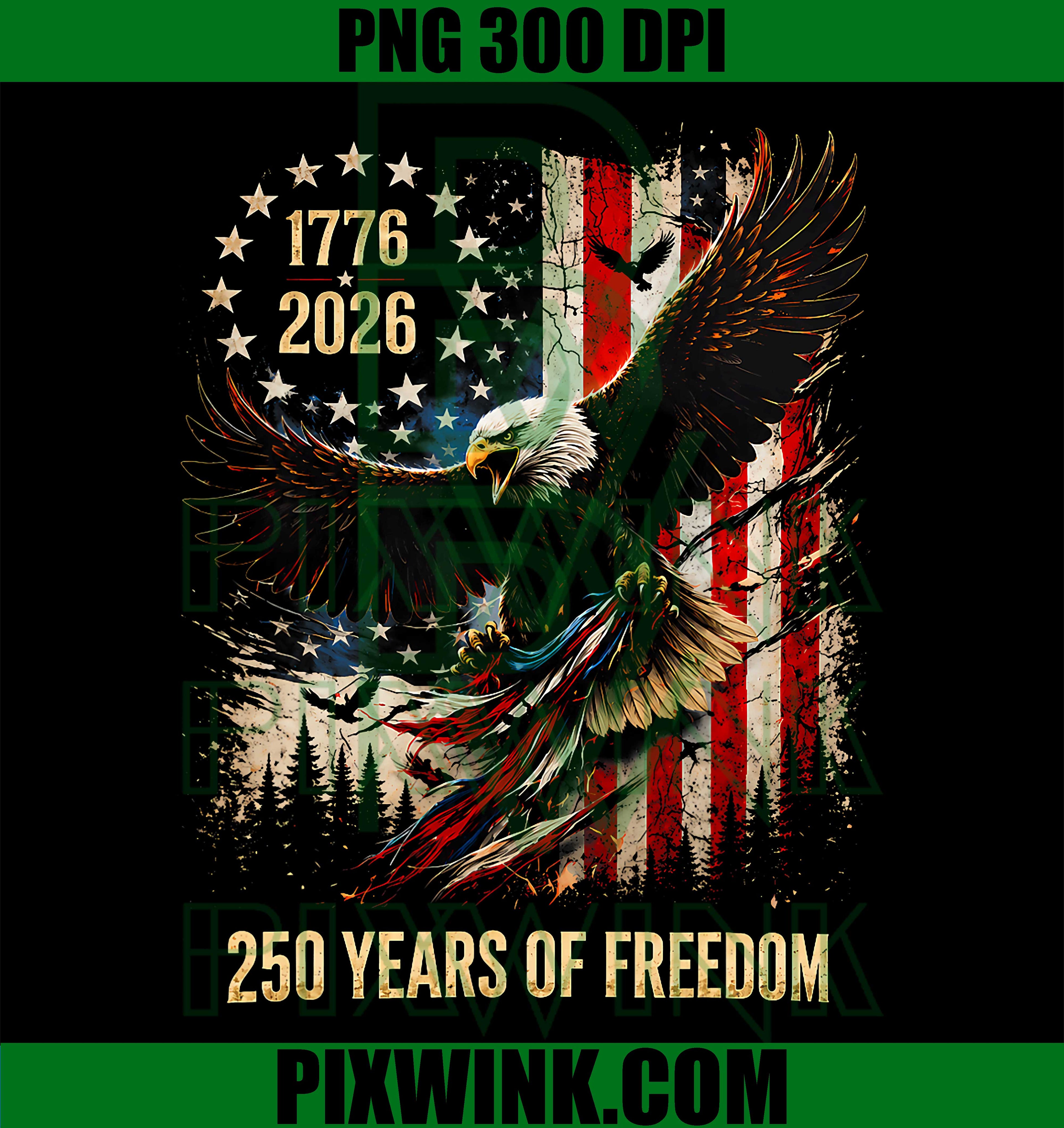 250 Years Freedom PNG, USA Flag Eagle Patriotic PNG