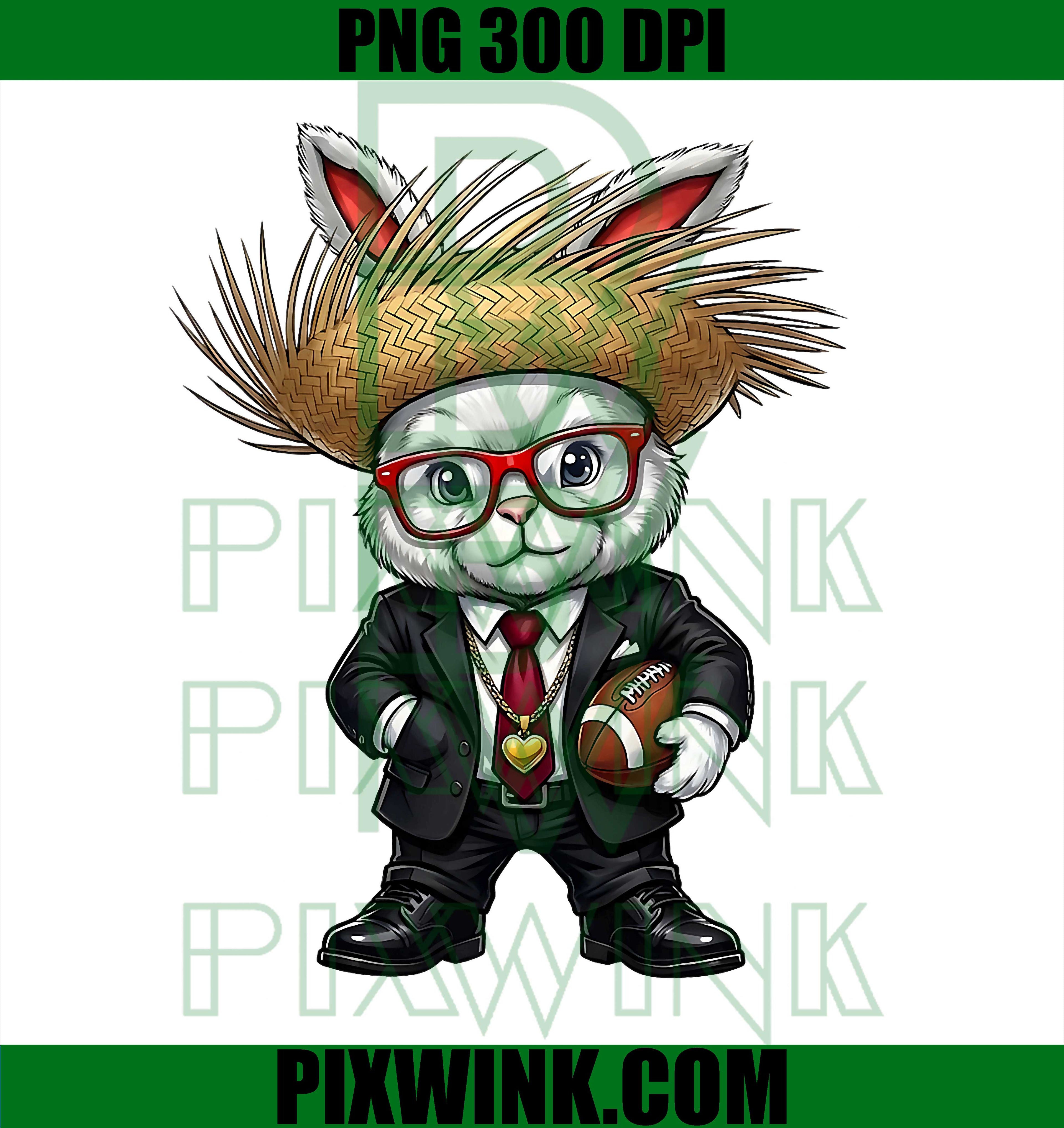Bunny Ears Football PNG, Funny Easter Bunny Football PNG