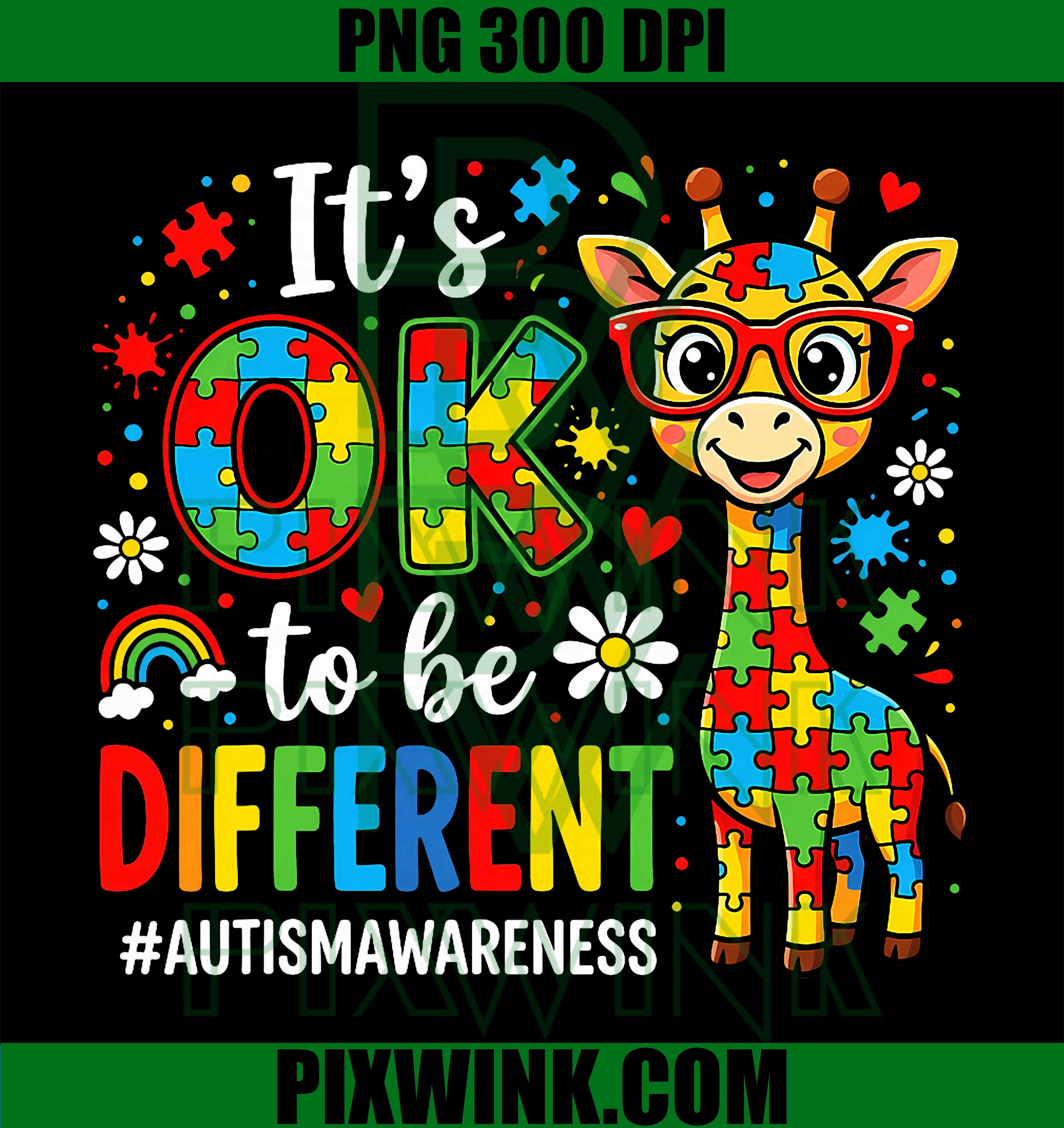 It_s Ok To Be Different Giraffe Puzzle PNG, Autism Awareness PNG