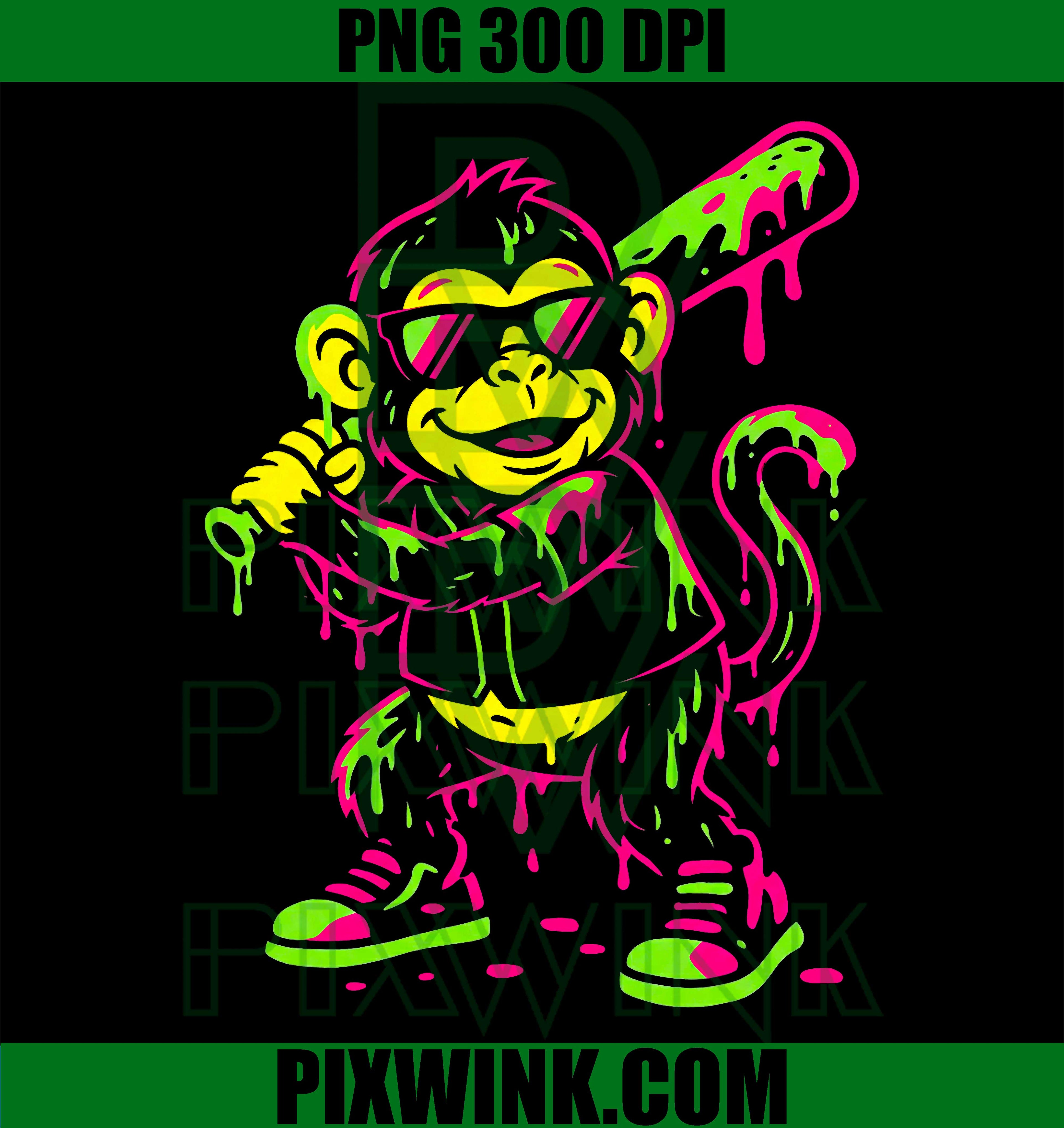 Monkey Funny Animals PNG, Baseball Drip PNG, Kids Youth PNG