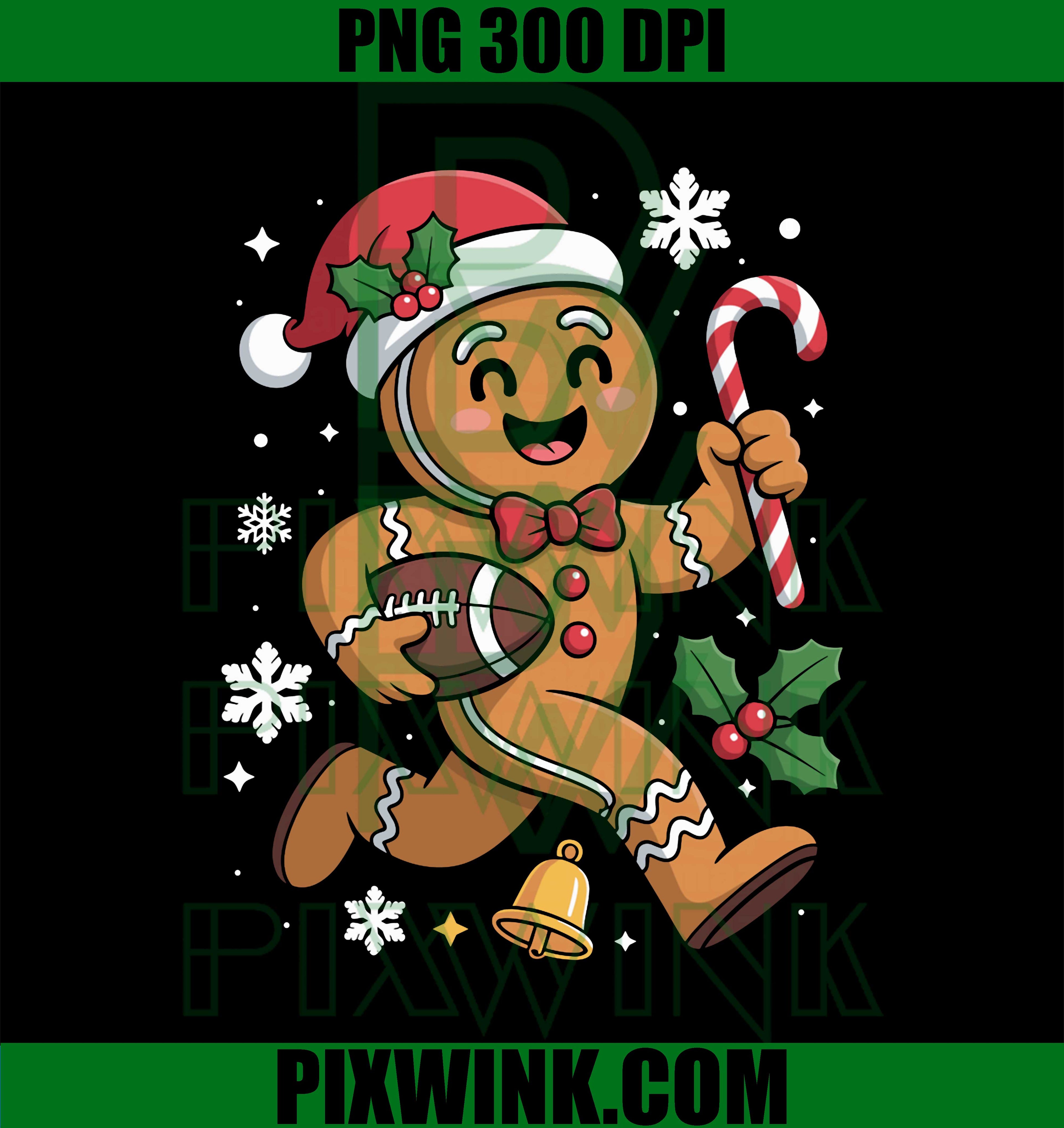 Gingerbread Playing Football Christmas PNG