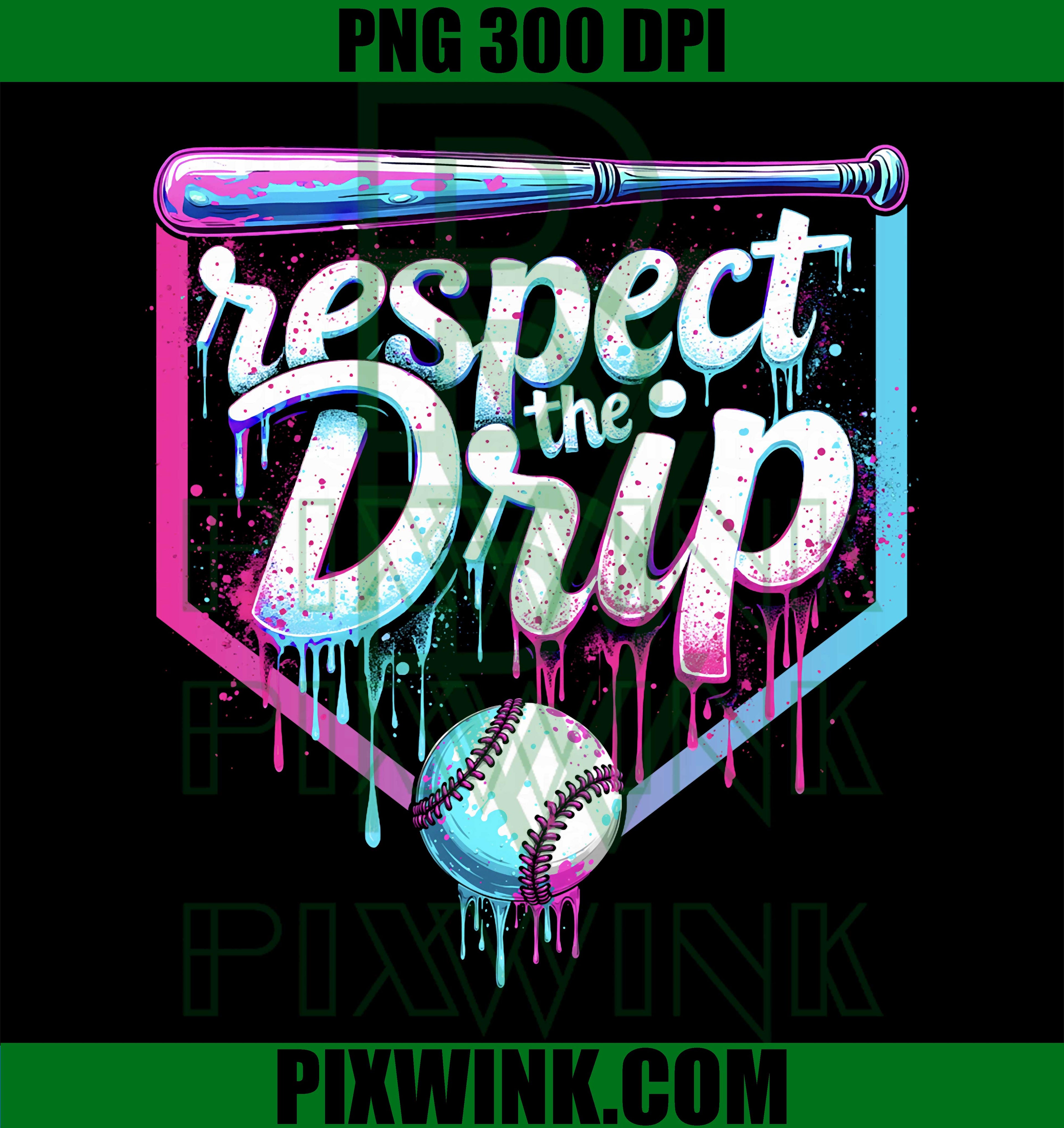 Baseball Drip Ice Cream PNG, Respect The Drip Baseball PNG