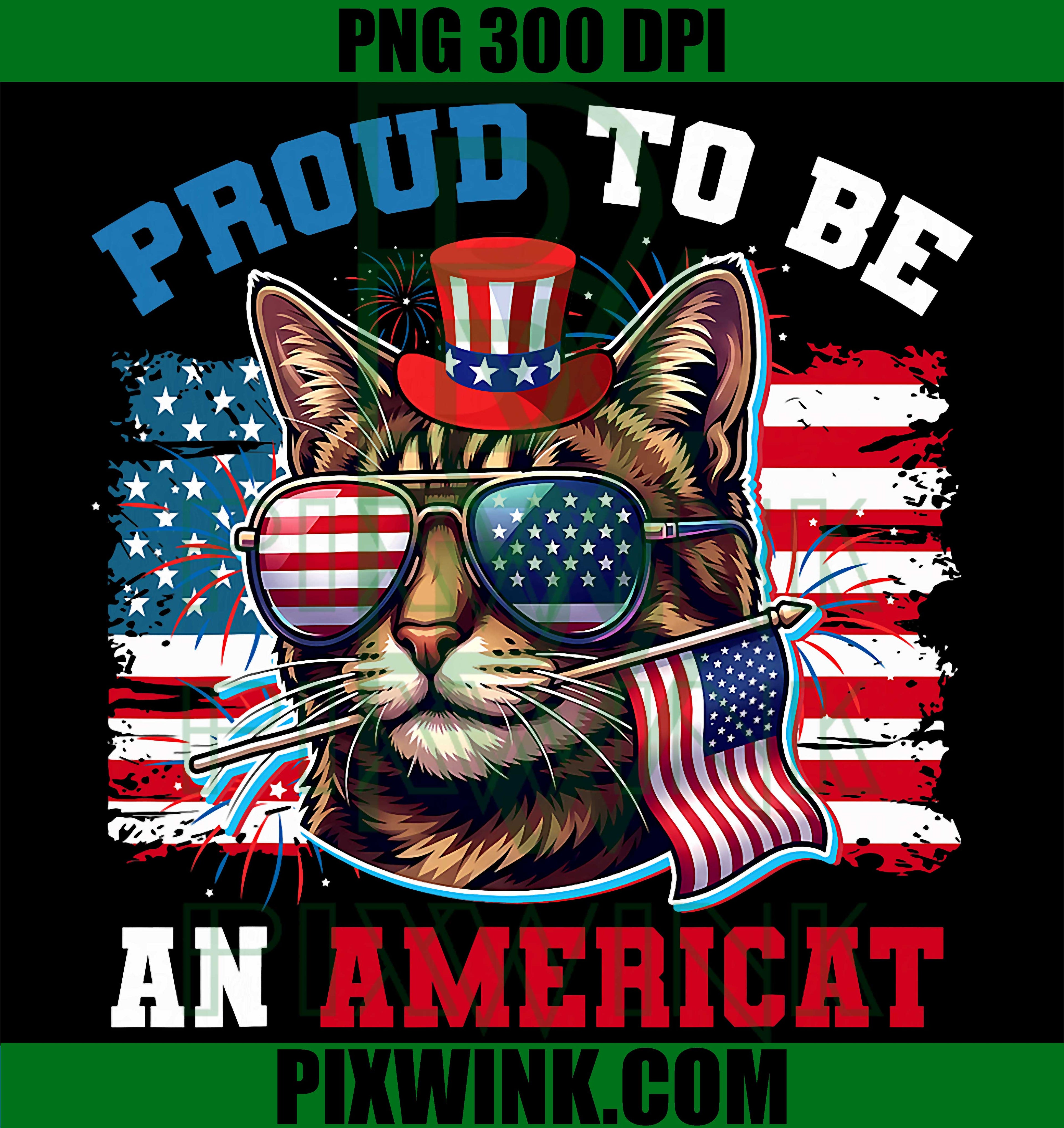 Funny Proud Americat Patriotic PNG, American USA Cat 4th Of July Graphic PNG