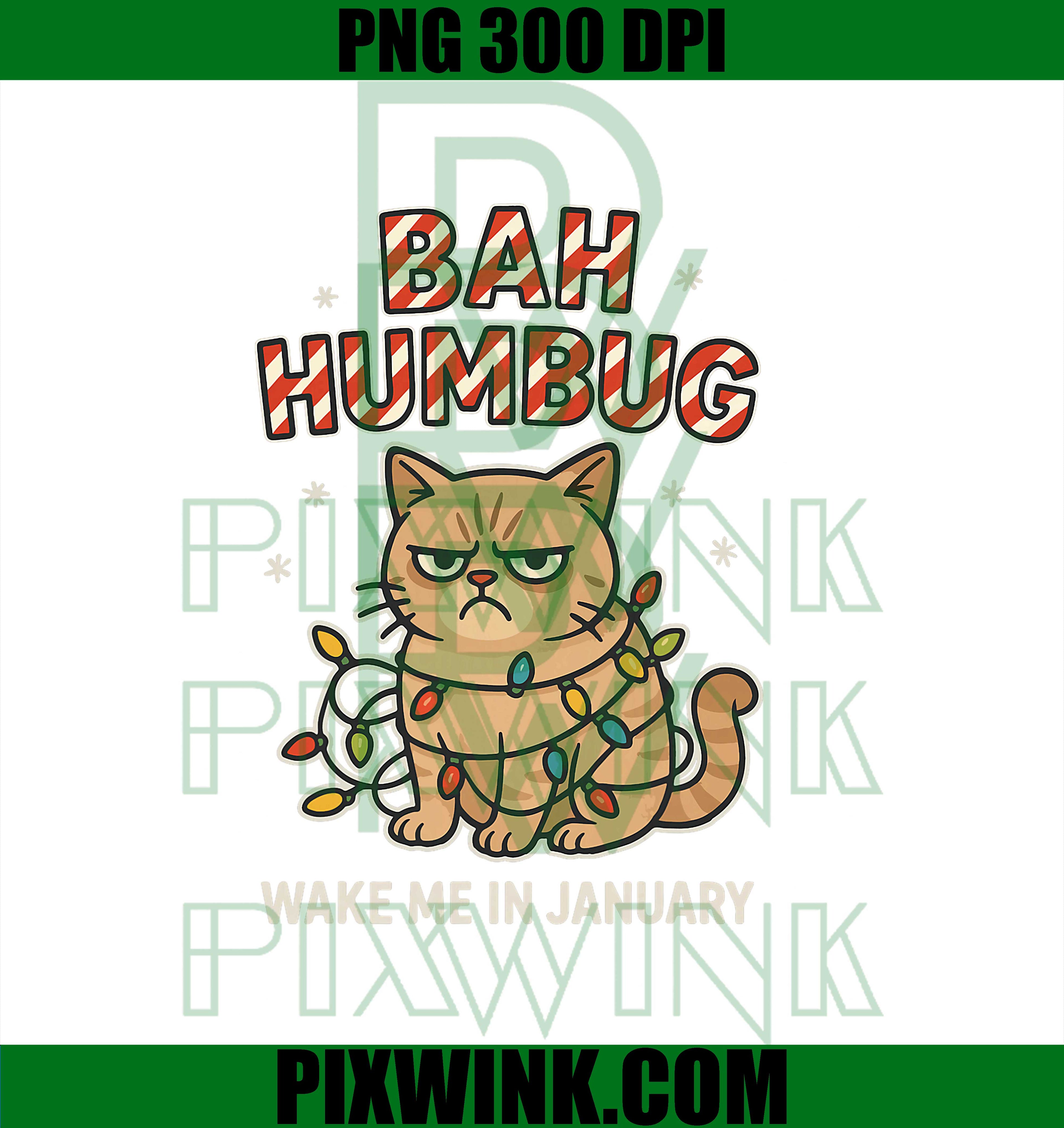 Bah Humbug Funny Bad Cat Christmas Hater Kitten Lover Xmas PNG