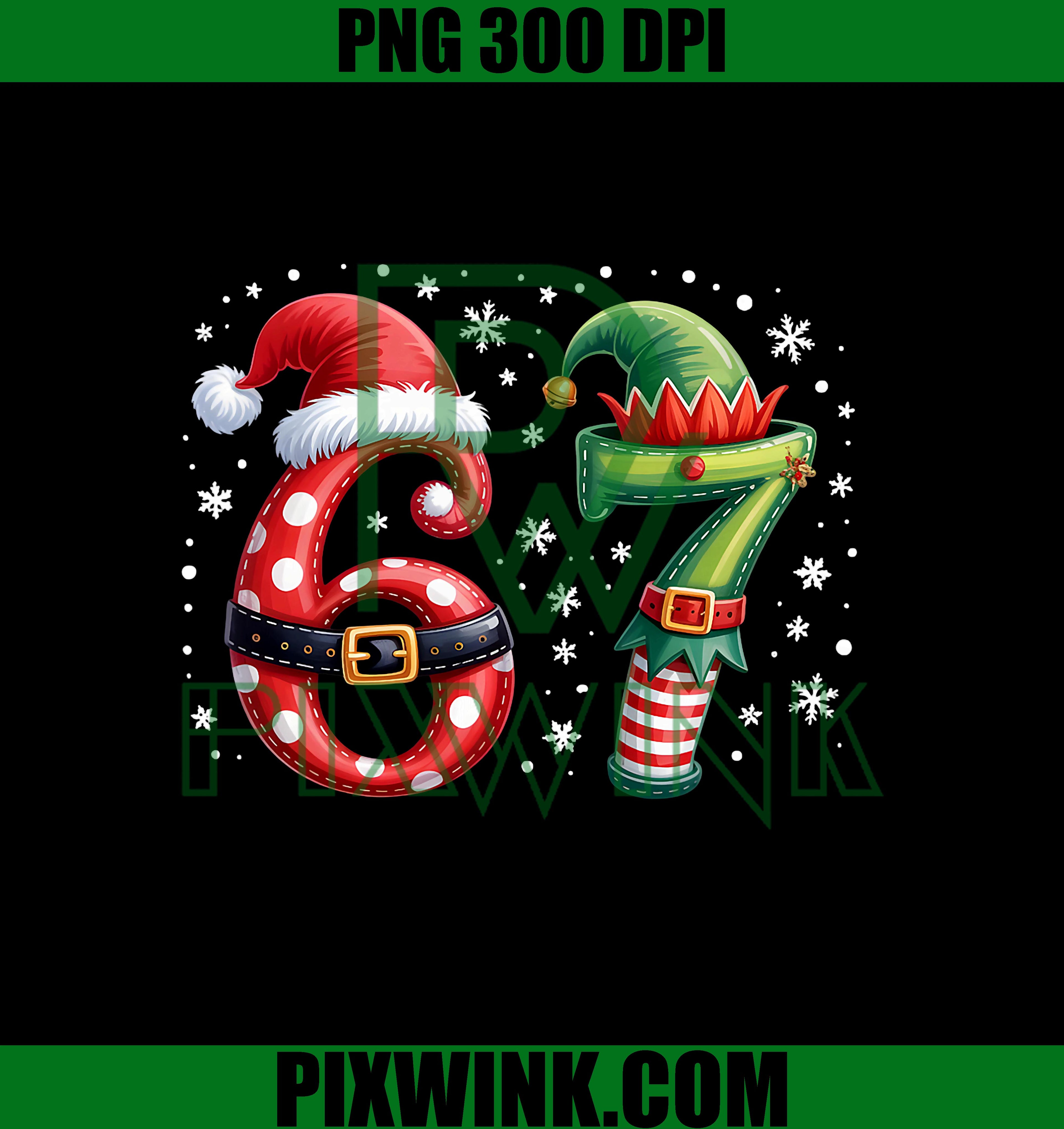 Six Seven 6 7 Meme Christmas Humor Santa Elf Number