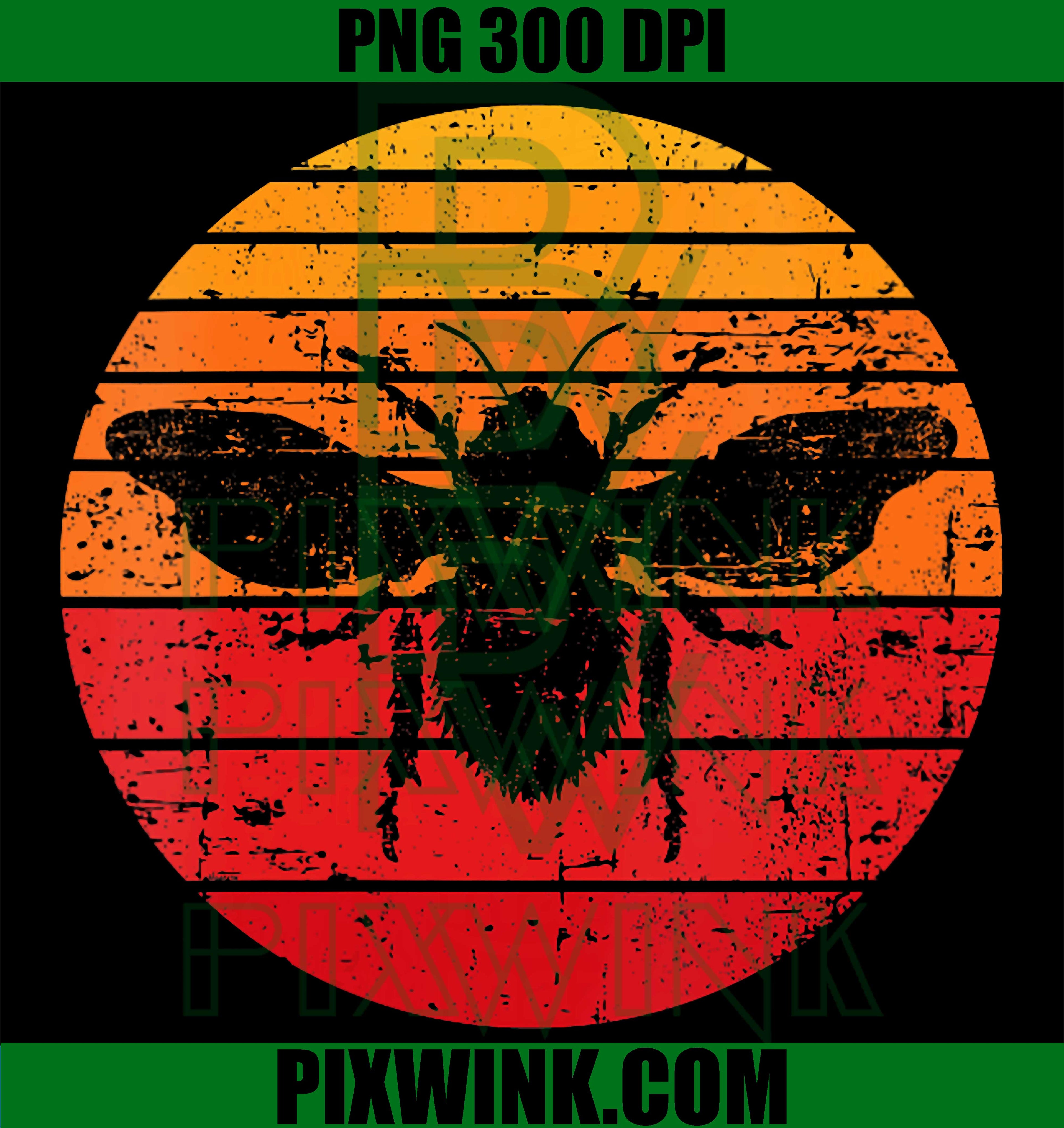 Retro Bee Sunset PNG, Vintage Distressed Nature Design PNG