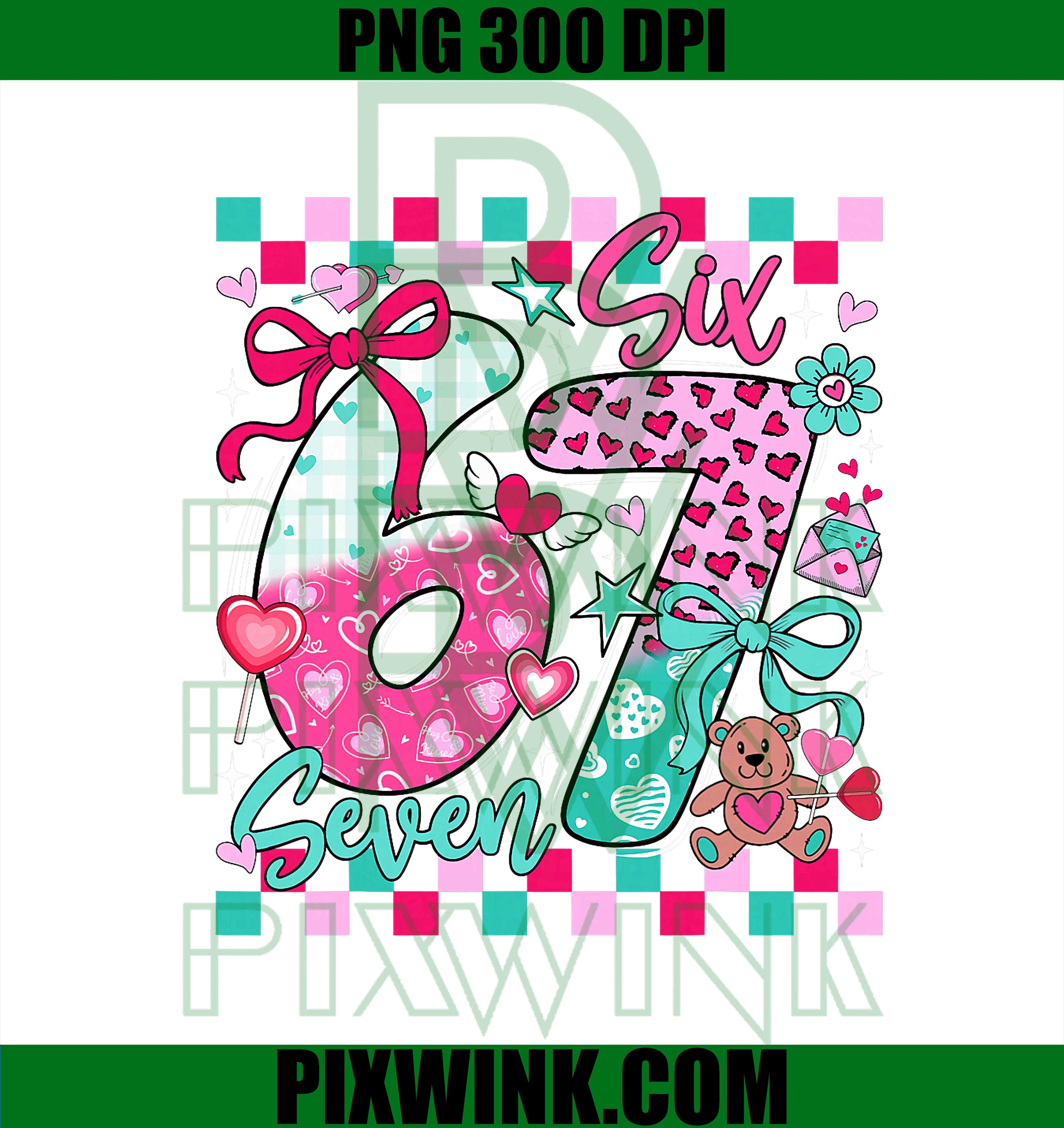 Funny Meme Valentine Six Seven PNG, 6 7 Valentine Hearts Boy PNG