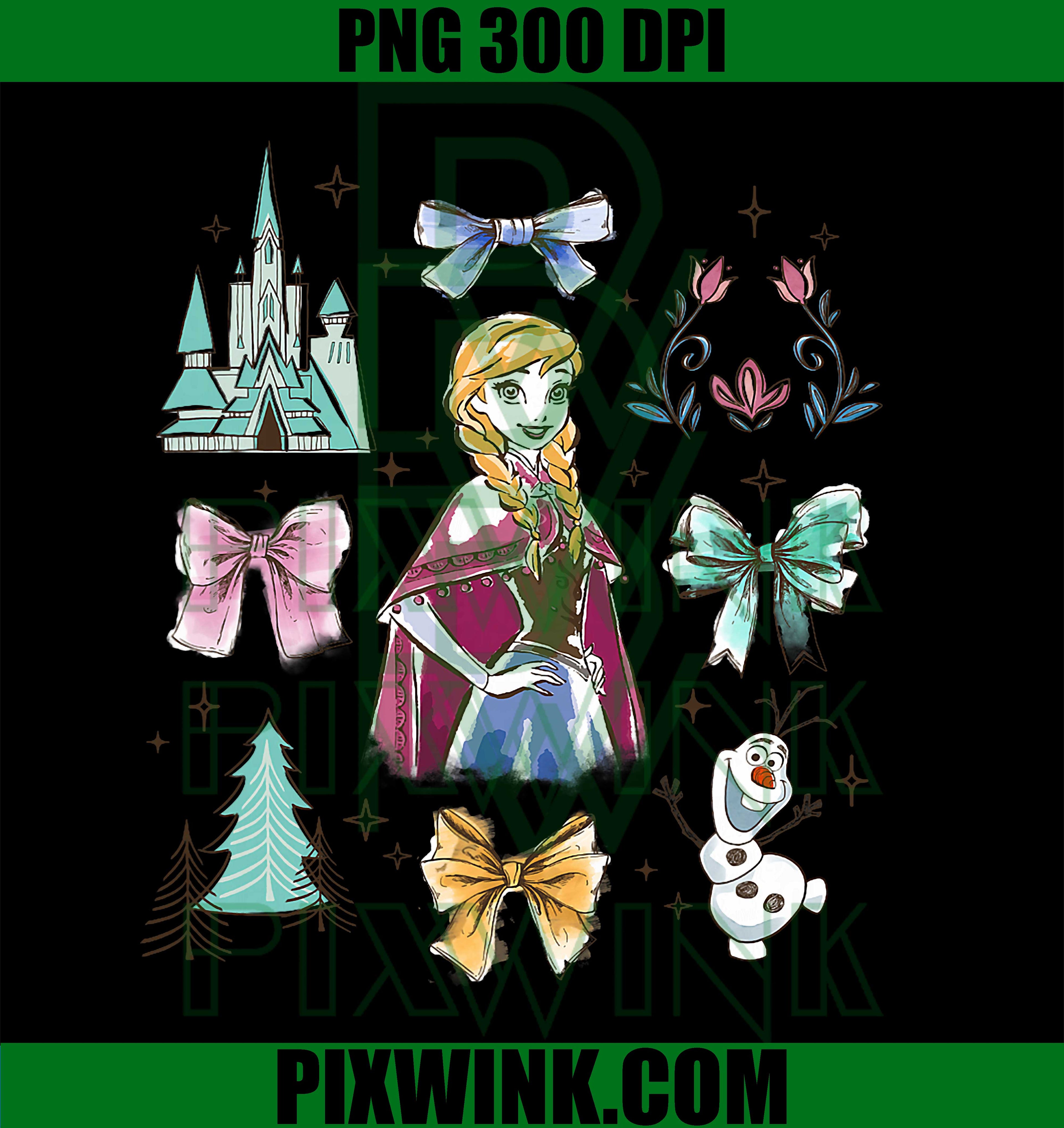 Disney Frozen Anna Bow Watercolor Collage PNG