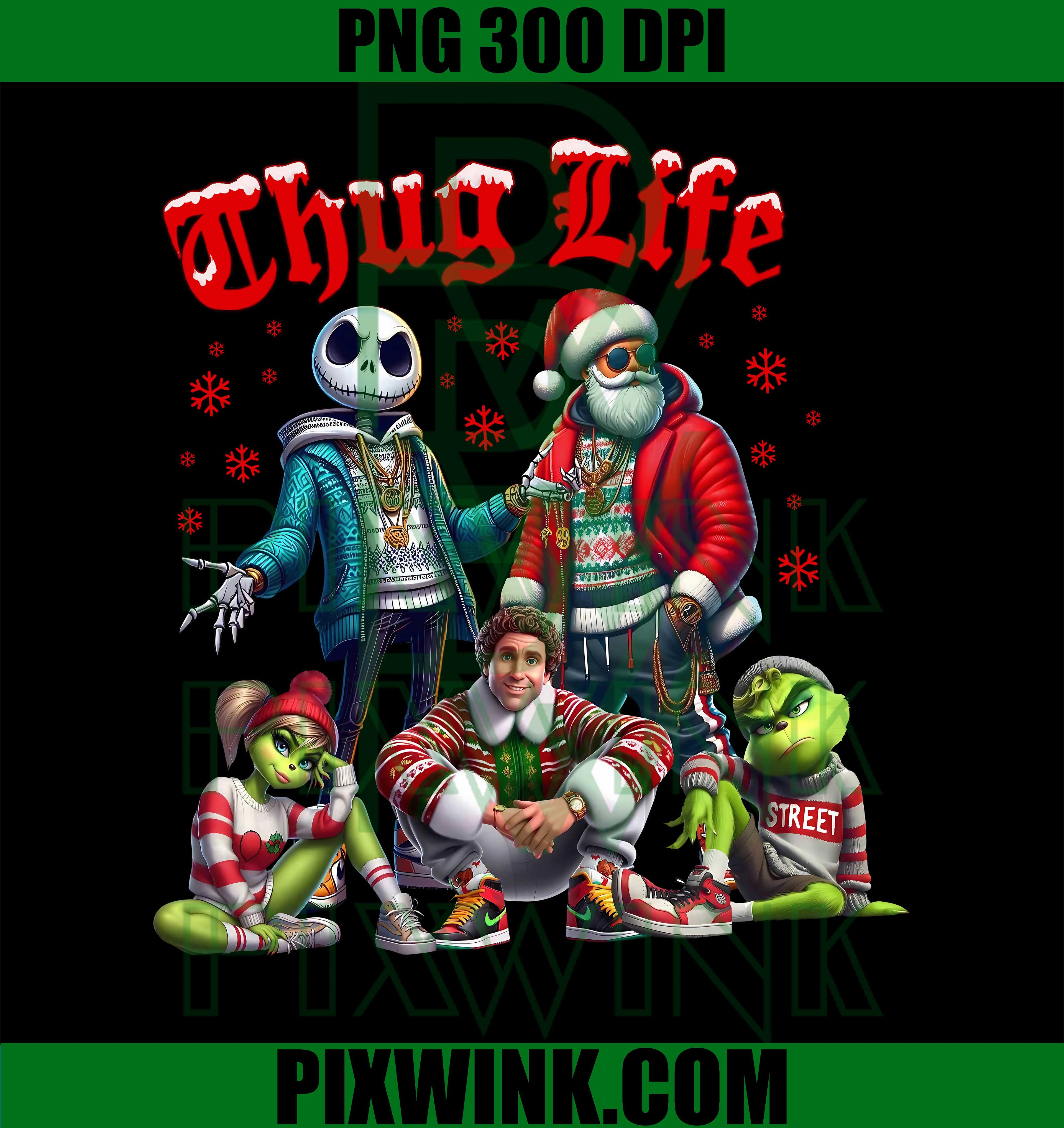 Christmas Thug Life PNG, Grinch Jack Skellington PNG, Holiday Gang PNG