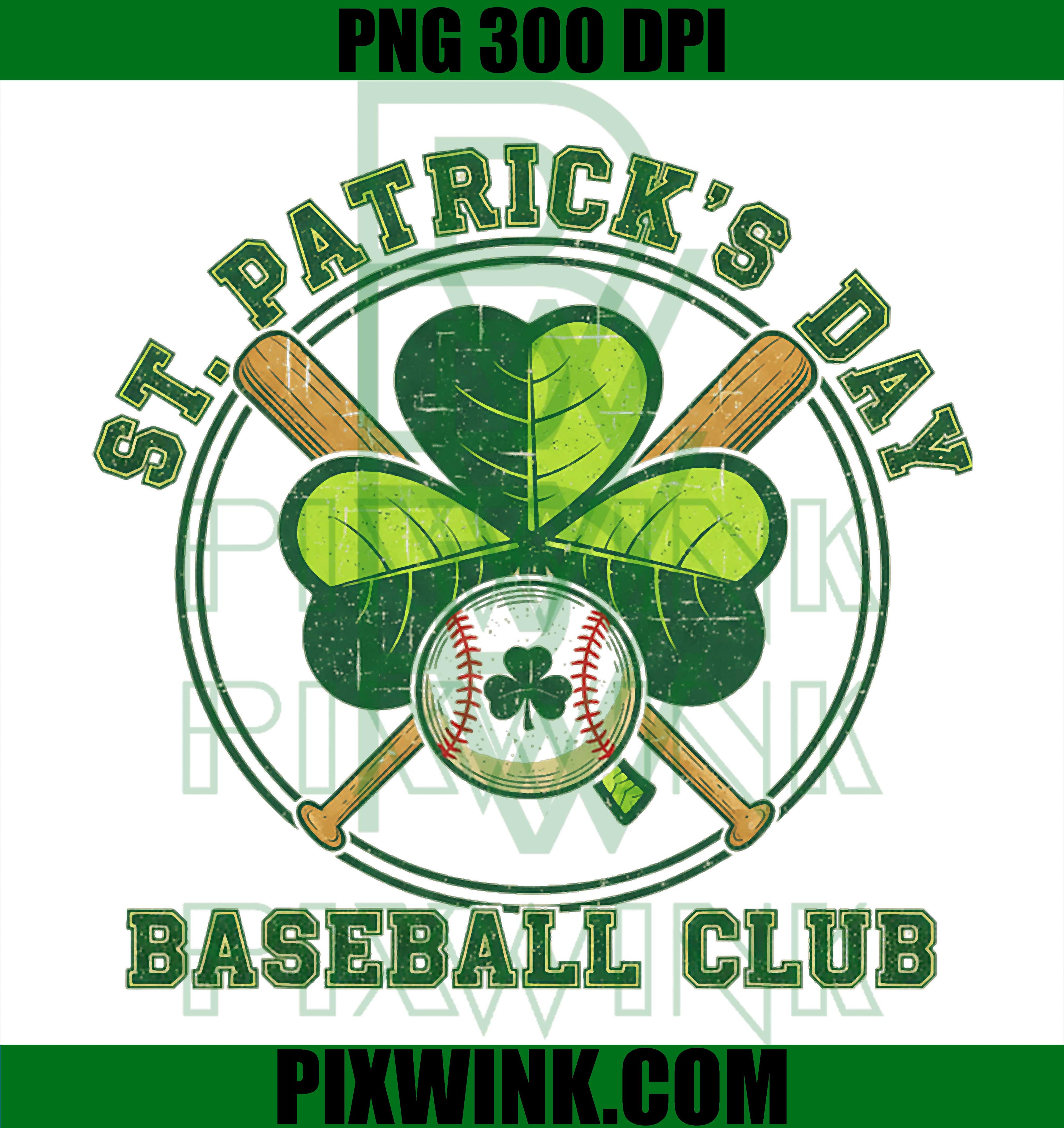 St Patricks Day Baseball Shamrock PNG, Vintage Sports PNG
