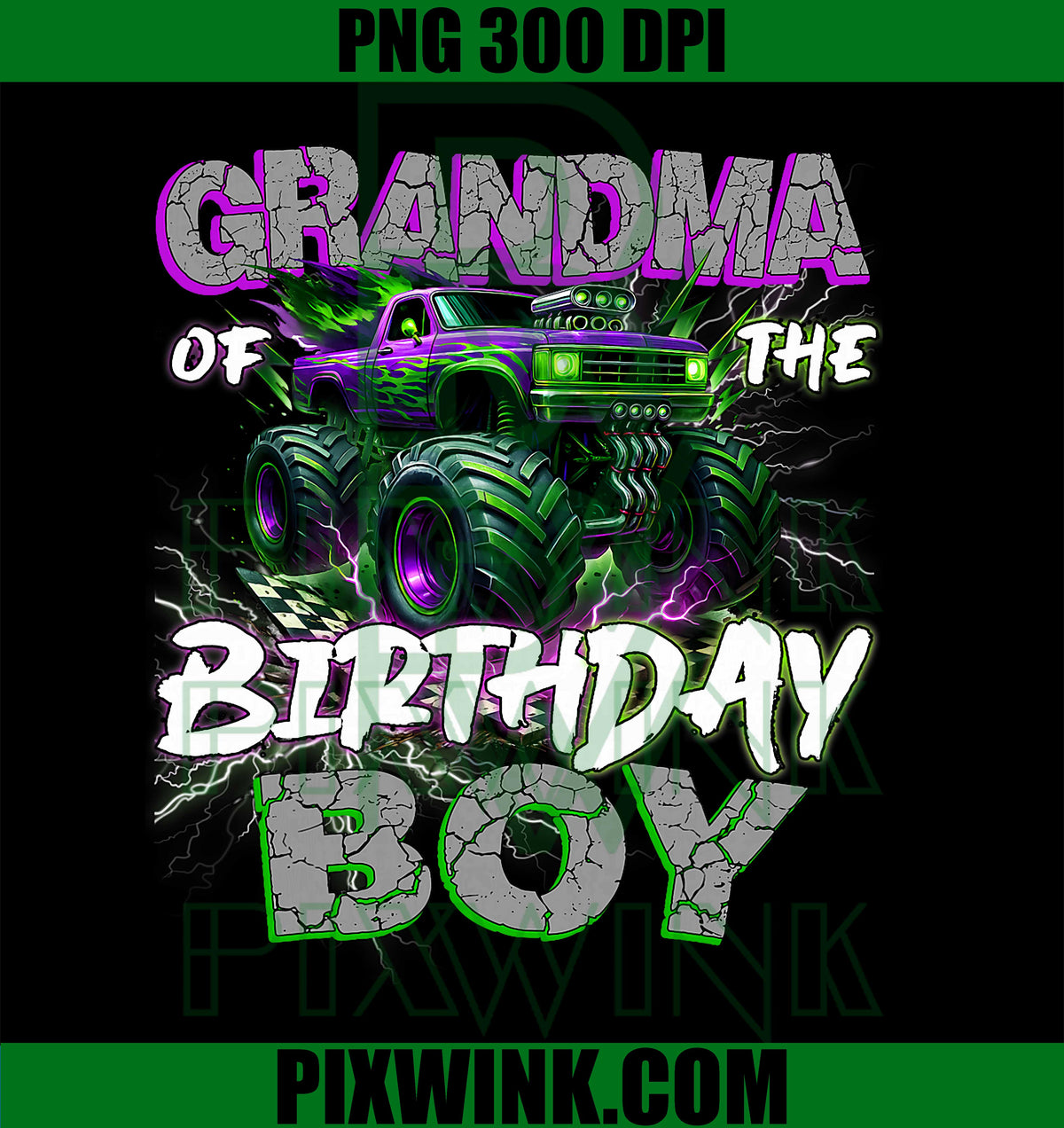 Grandma of the Birthday Monster Truck PNG