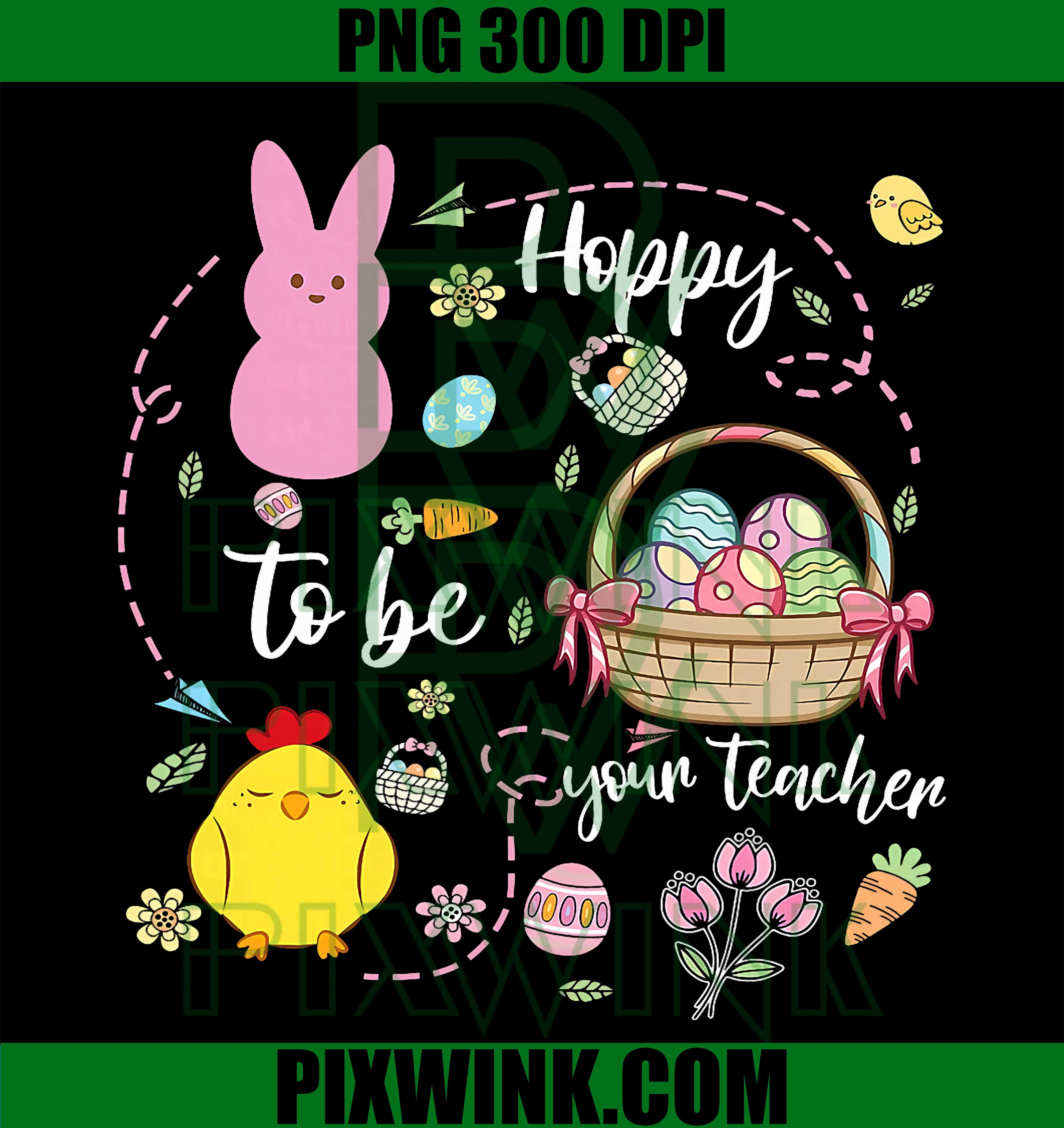 Happy Teacher Easter PNG, Bunny Chick Basket PNG, Easter Teacher Design PNG