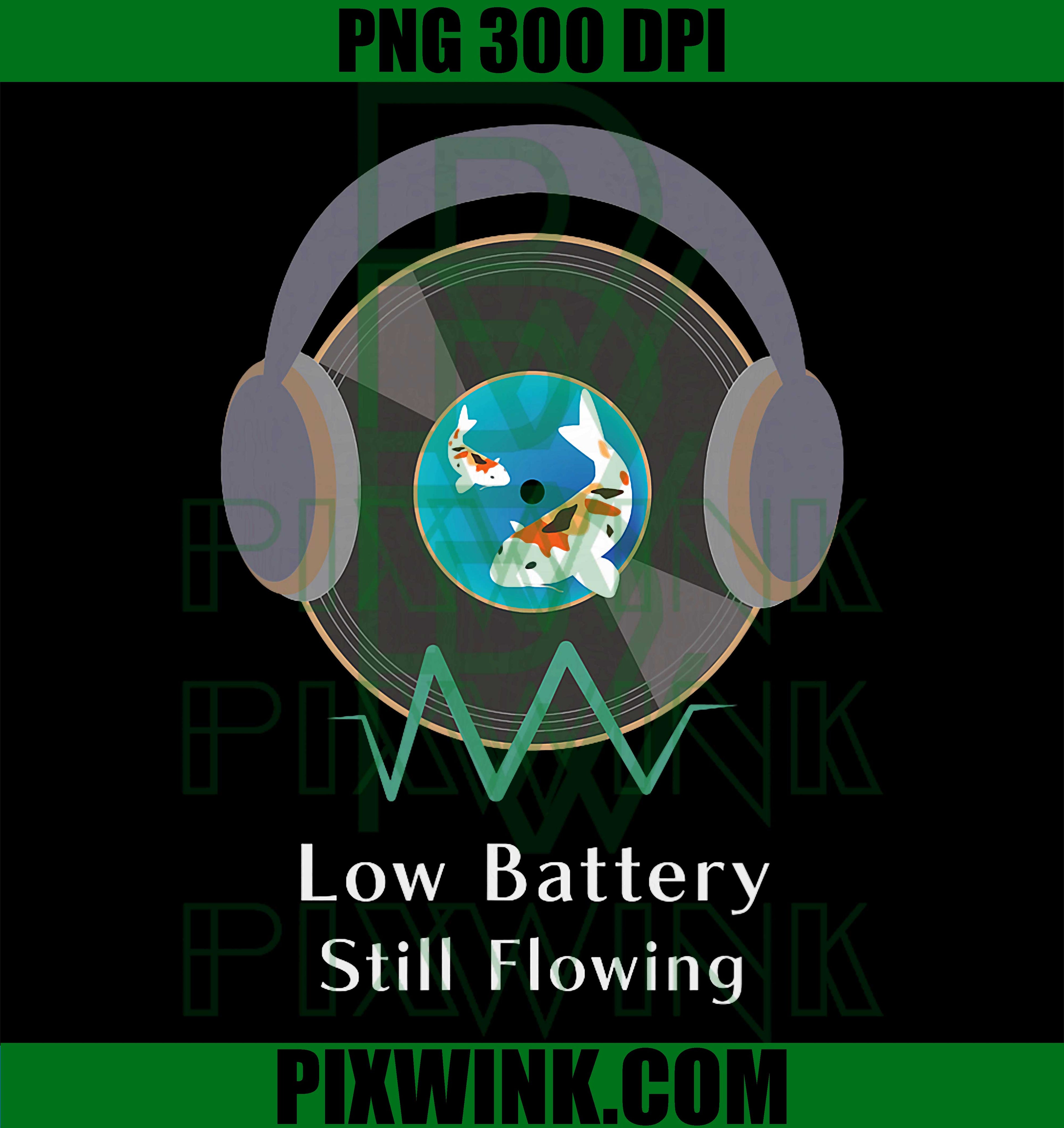 Koi Fish Lofi Chill PNG, Low Battery Still Flowing Design PNG